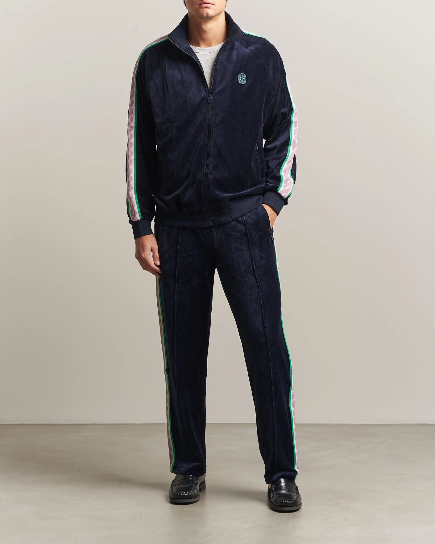 Herr | Tröjor | Drôle de Monsieur | Survêtement Velours Track Jacket Navy