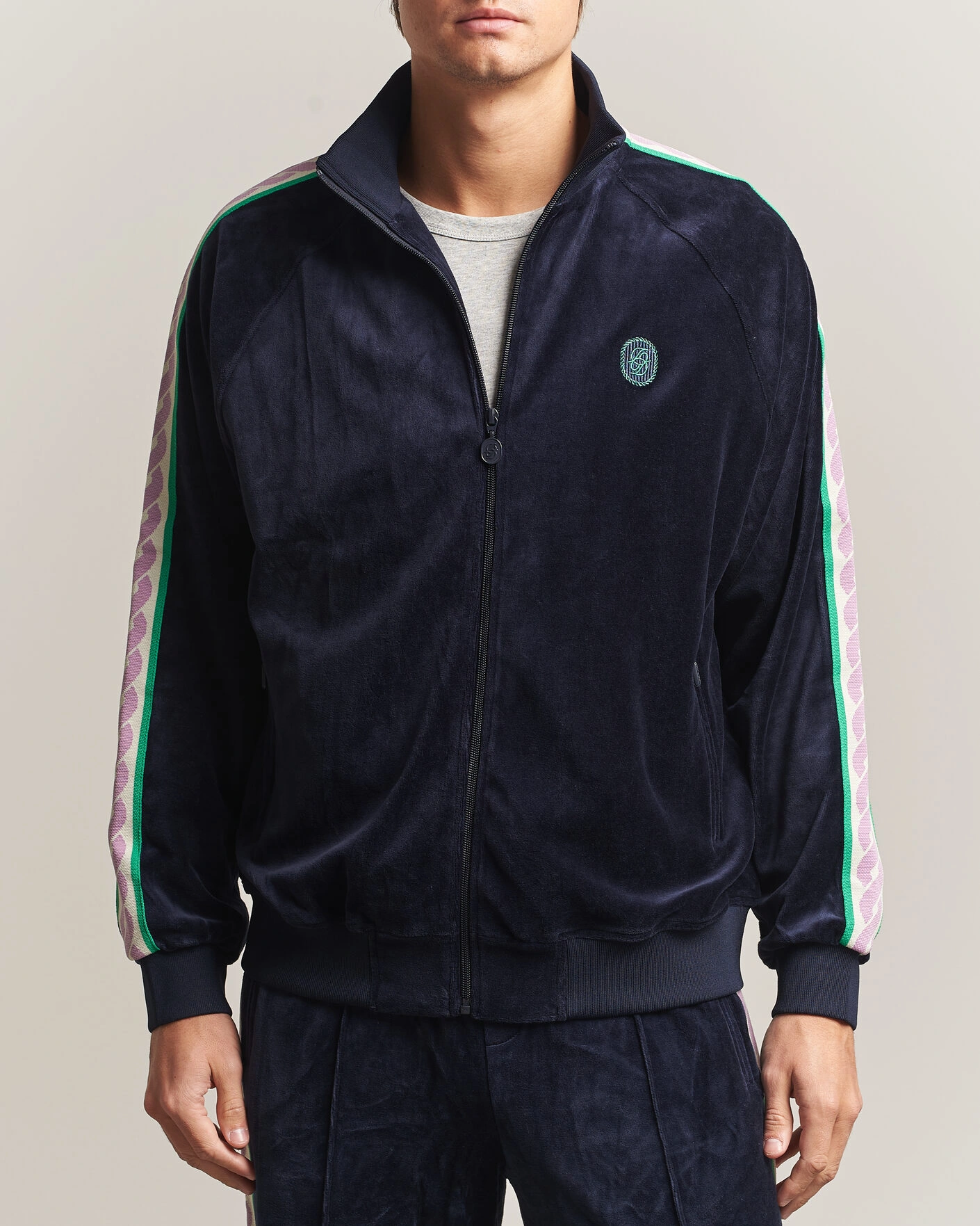 Herr | Tröjor | Drôle de Monsieur | Survêtement Velours Track Jacket Navy
