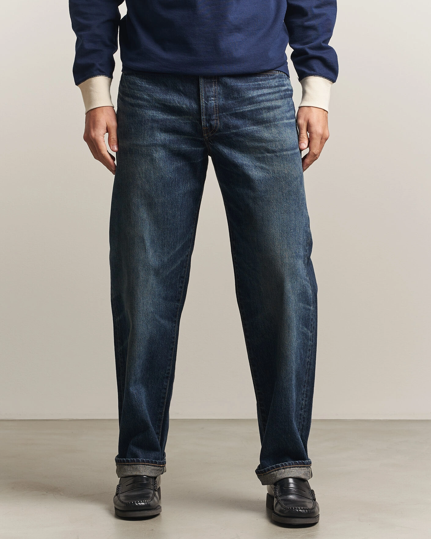 Herr | Byxor | EDWIN | Loose Straight Rainbow Selvage Jeans Dark Used