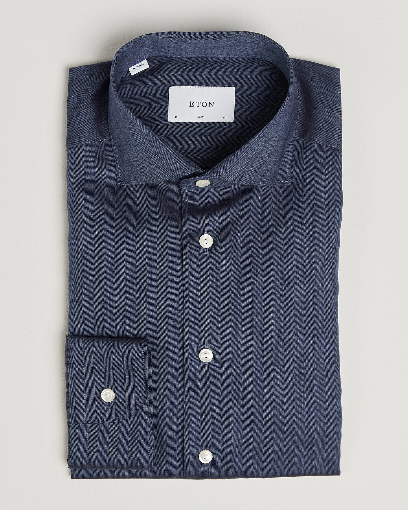Herr | Skjortor | Eton | Slim Fit Signature Flannel Shirt Dark Blue