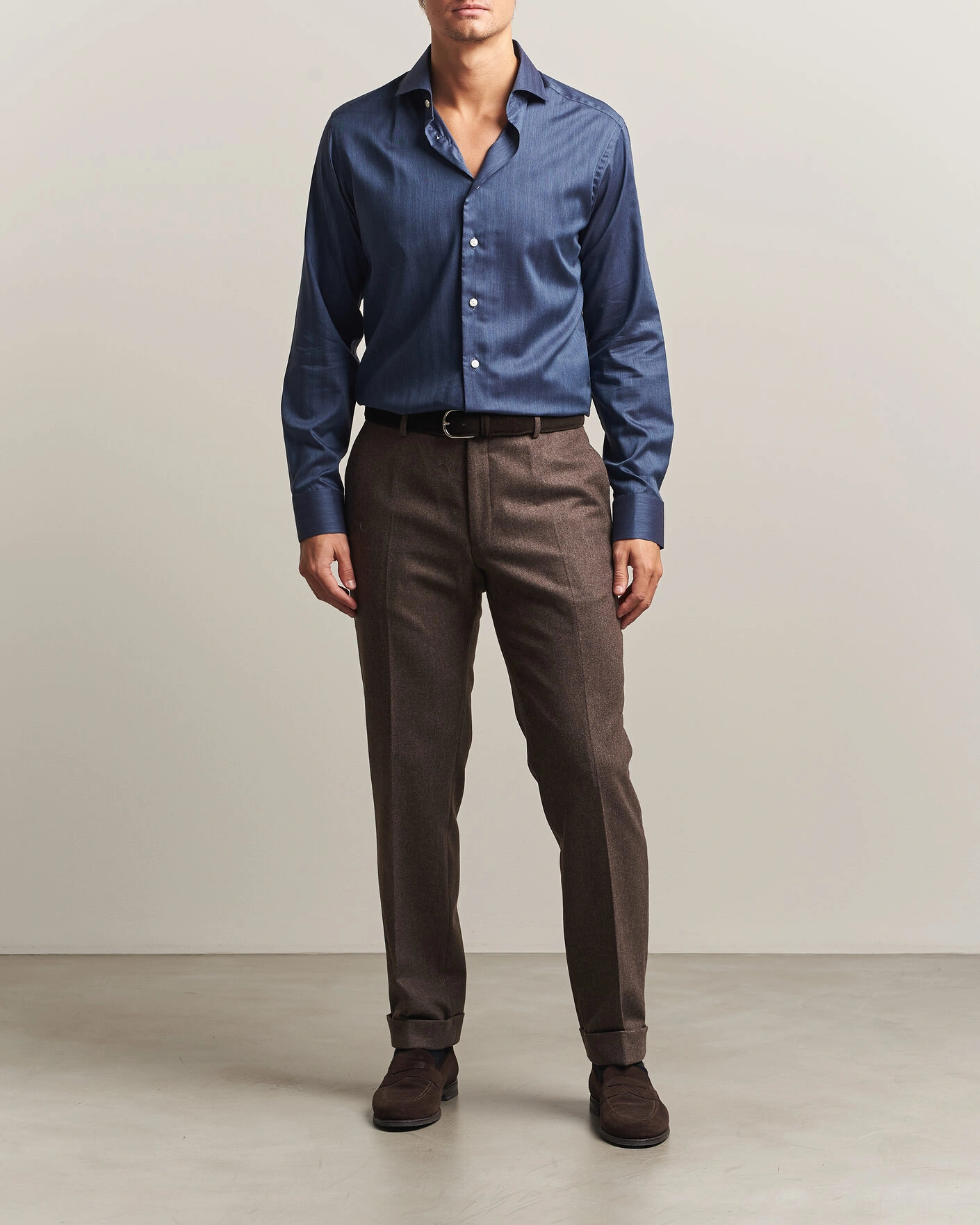 Herr | Skjortor | Eton | Slim Fit Signature Flannel Shirt Dark Blue