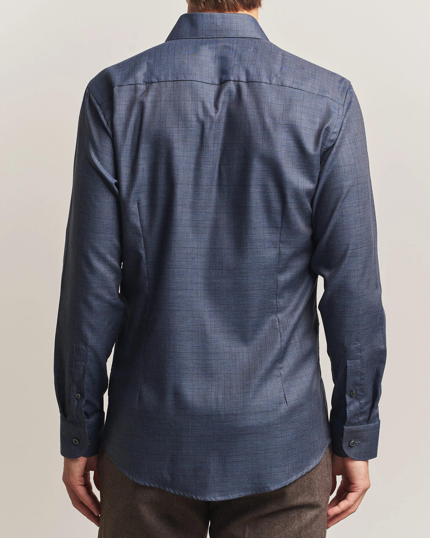 Herr | Skjortor | Eton | Slim Fit Signature Flannel Checked Shirt Dark Blue