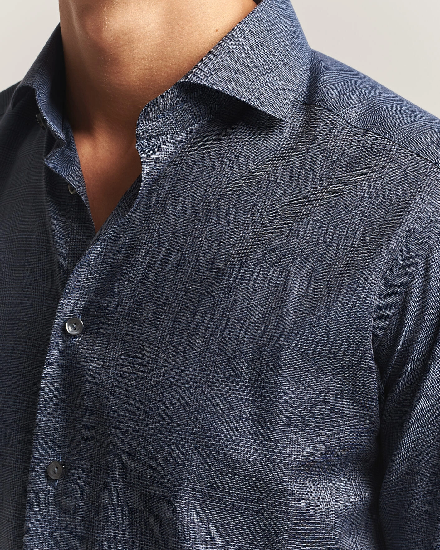Herr | Skjortor | Eton | Slim Fit Signature Flannel Checked Shirt Dark Blue