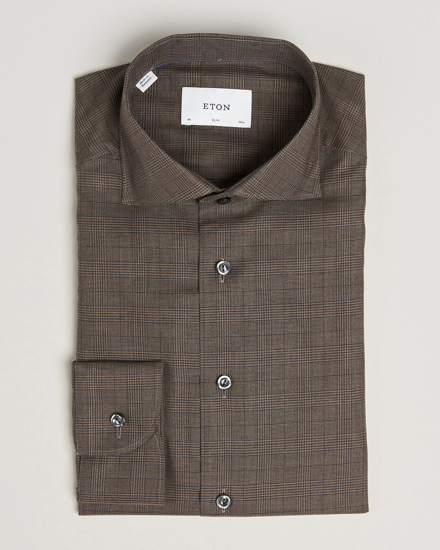 Herr | Skjortor | Eton | Slim Fit Signature Flannel Checked Shirt Dark Brown