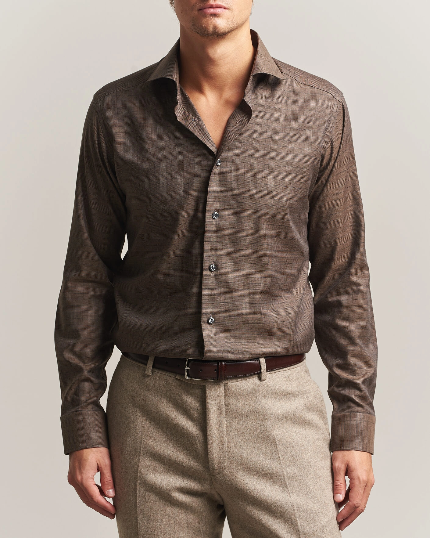 Herr | Skjortor | Eton | Slim Fit Signature Flannel Checked Shirt Dark Brown