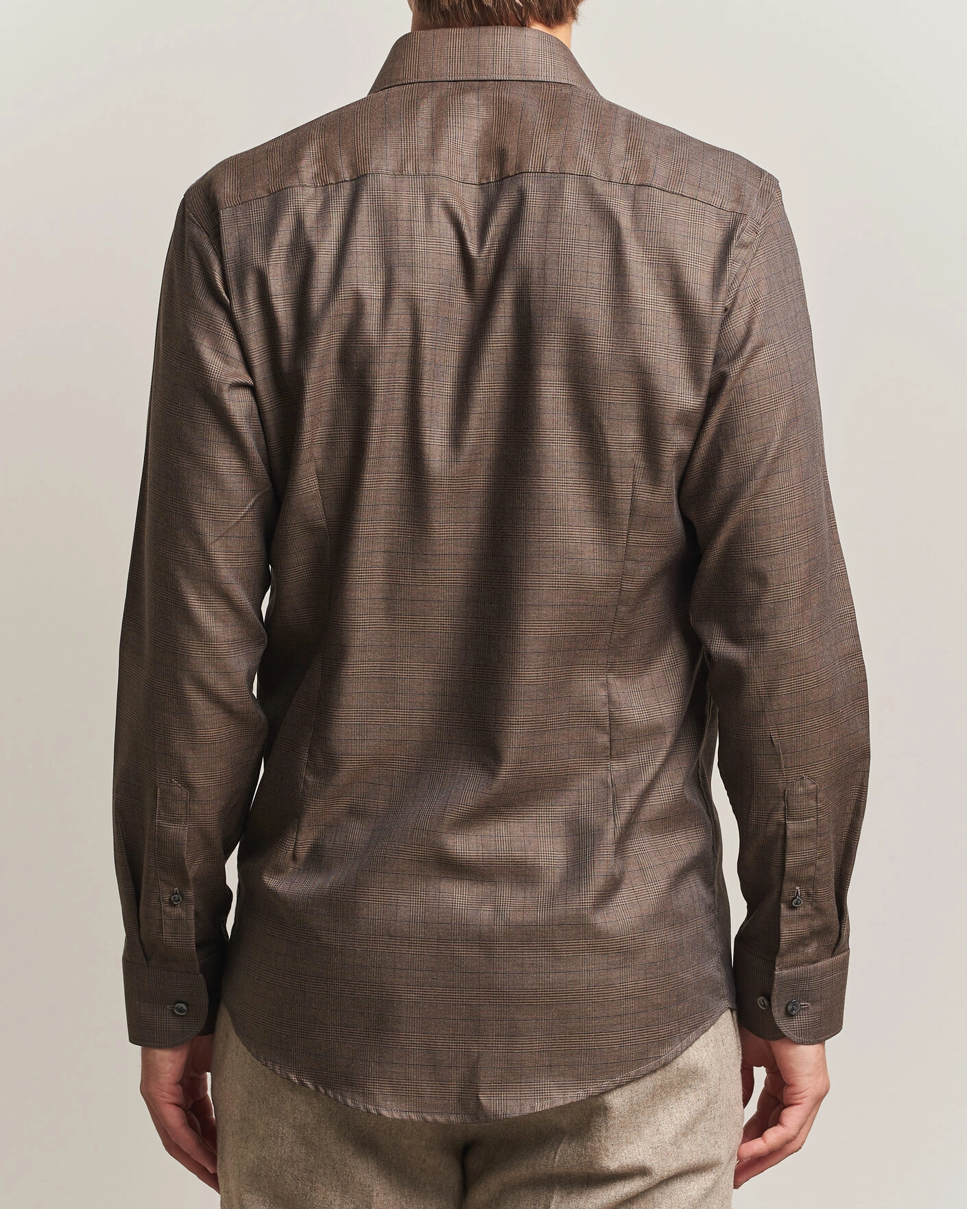 Herr | Skjortor | Eton | Slim Fit Signature Flannel Checked Shirt Dark Brown