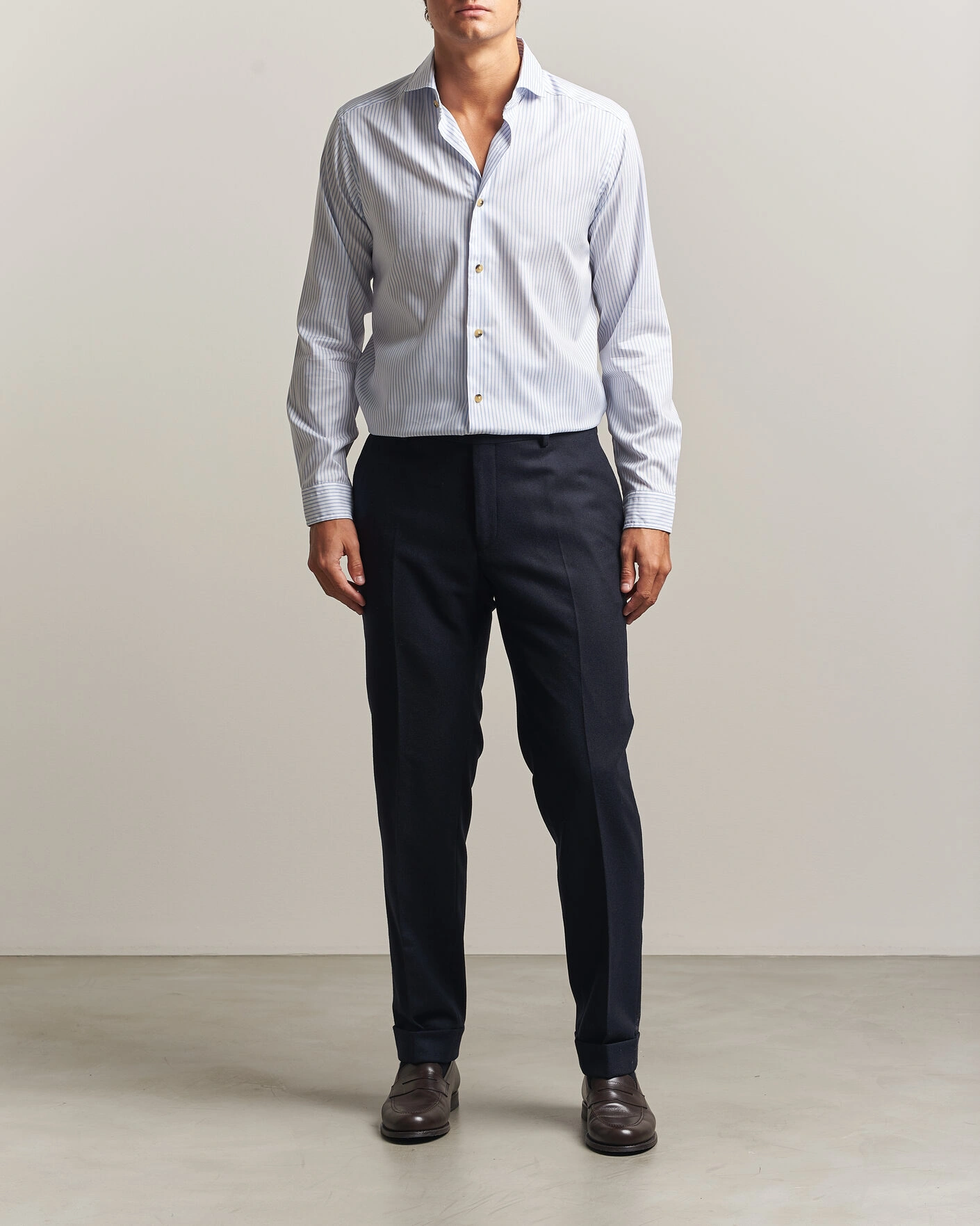 Herr | Skjortor | Eton | Casual Fit Signature Oxford Striped Shirt Light Blue