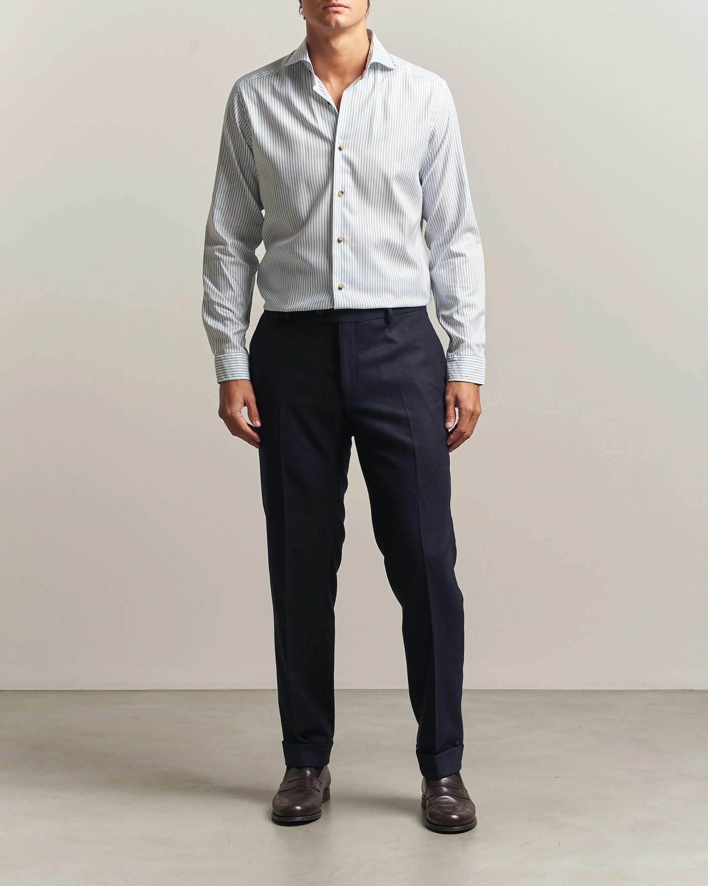 Herr | Skjortor | Eton | Casual Fit Signature Oxford Striped Shirt Mid Blue
