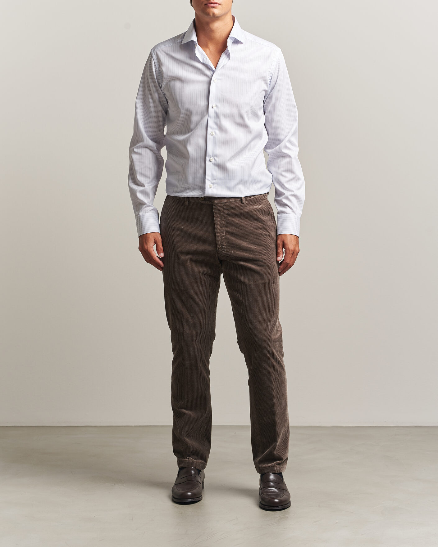 Herr | Skjortor | Eton | Slim Fit Fine Twill Striped Shirt Light Blue