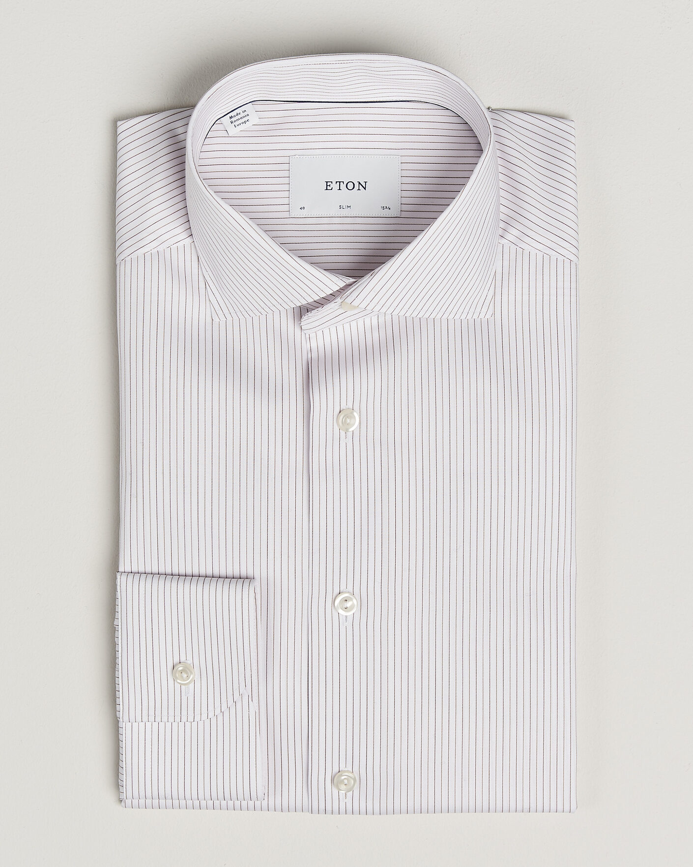 Herr | Skjortor | Eton | Slim Fit Fine Twill Striped Shirt Orange