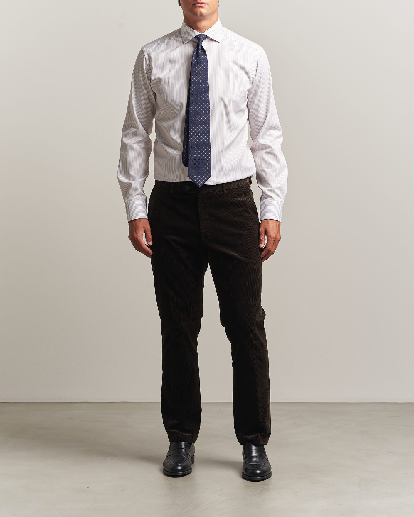 Herr | Skjortor | Eton | Slim Fit Fine Twill Striped Shirt Orange