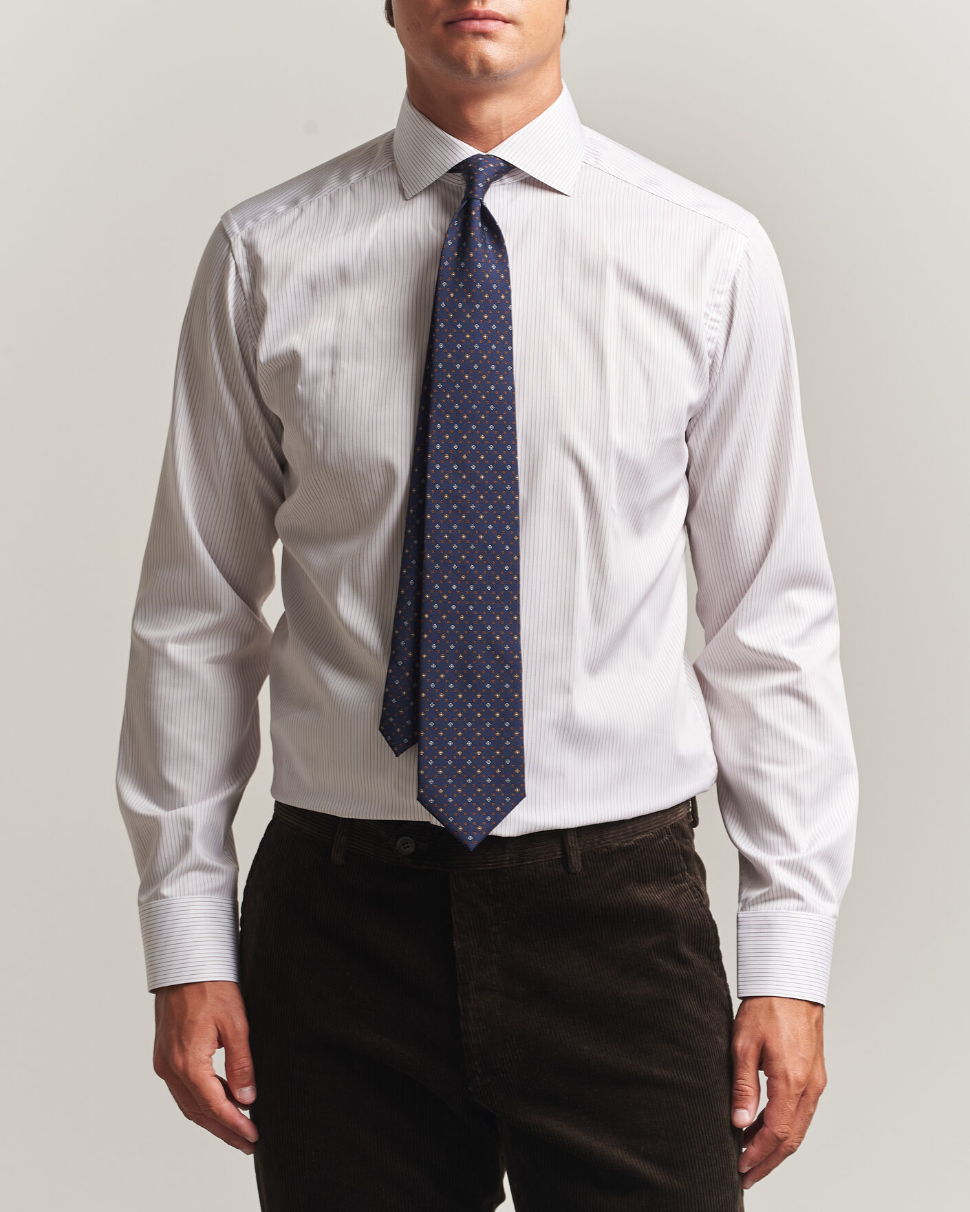 Herr | Skjortor | Eton | Slim Fit Fine Twill Striped Shirt Orange