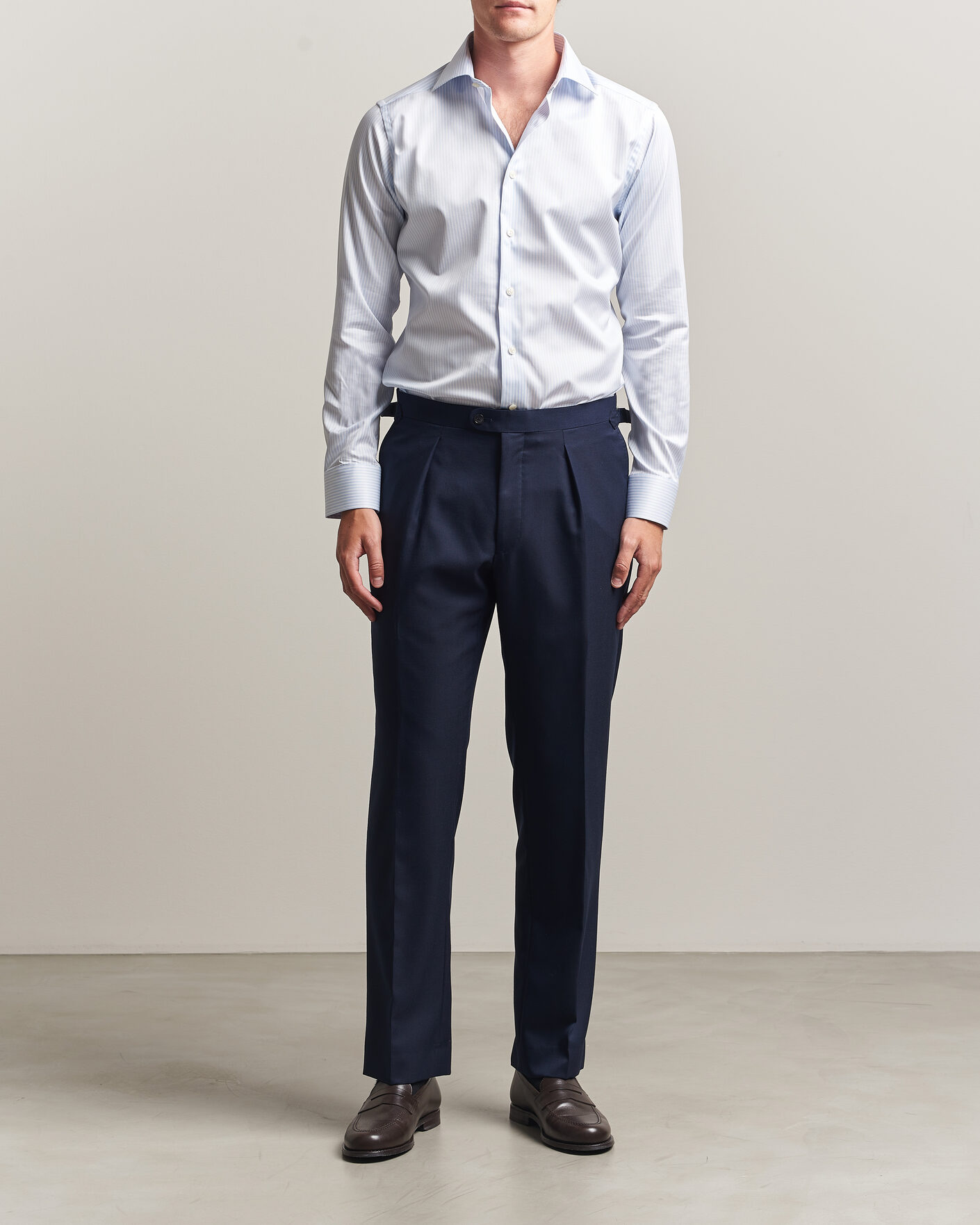 Herr | Skjortor | Eton | Slim Fit Signature Twill Striped Shirt Light Blue