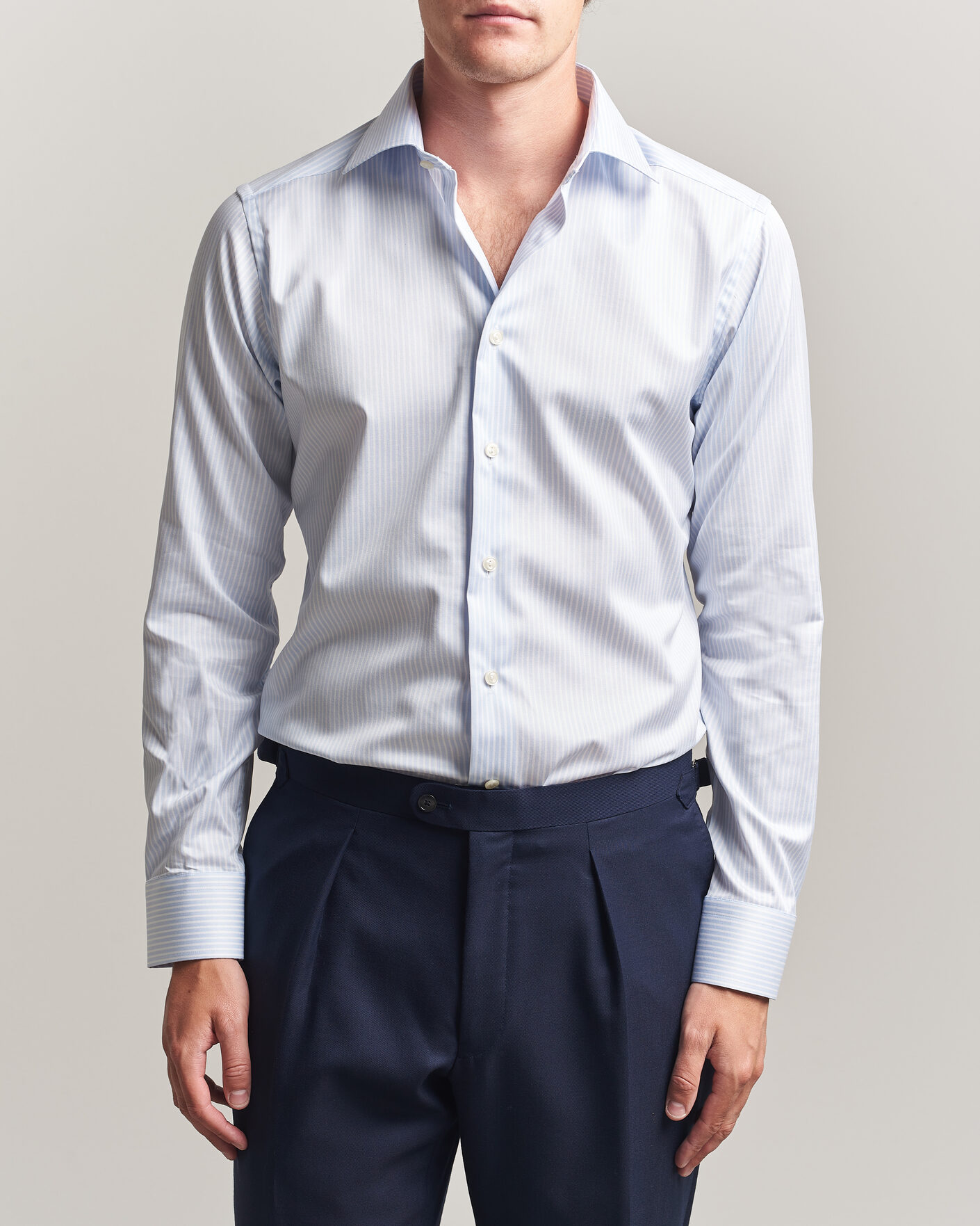 Herr | Skjortor | Eton | Slim Fit Signature Twill Striped Shirt Light Blue