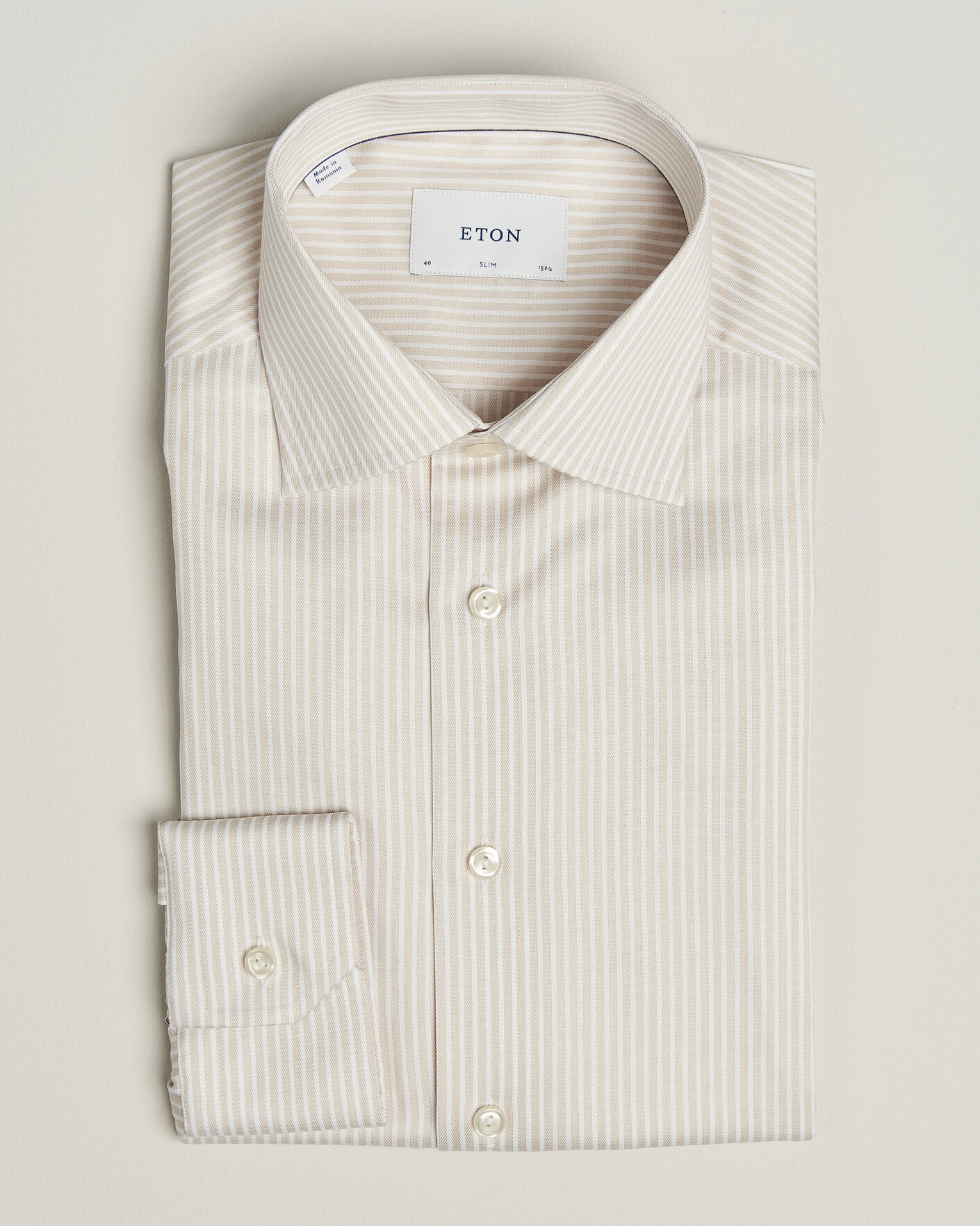 Herr | Skjortor | Eton | Slim Fit Signature Twill Striped Shirt Beige