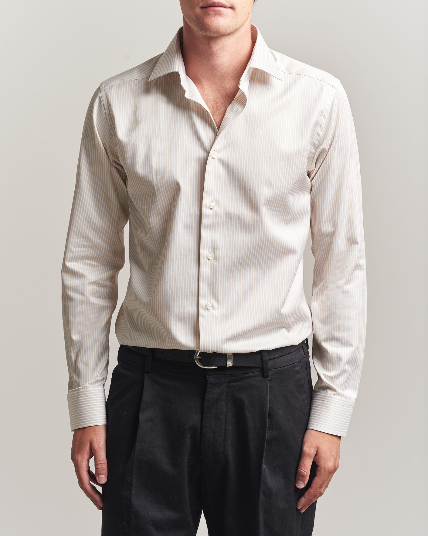 Herr | Skjortor | Eton | Slim Fit Signature Twill Striped Shirt Beige