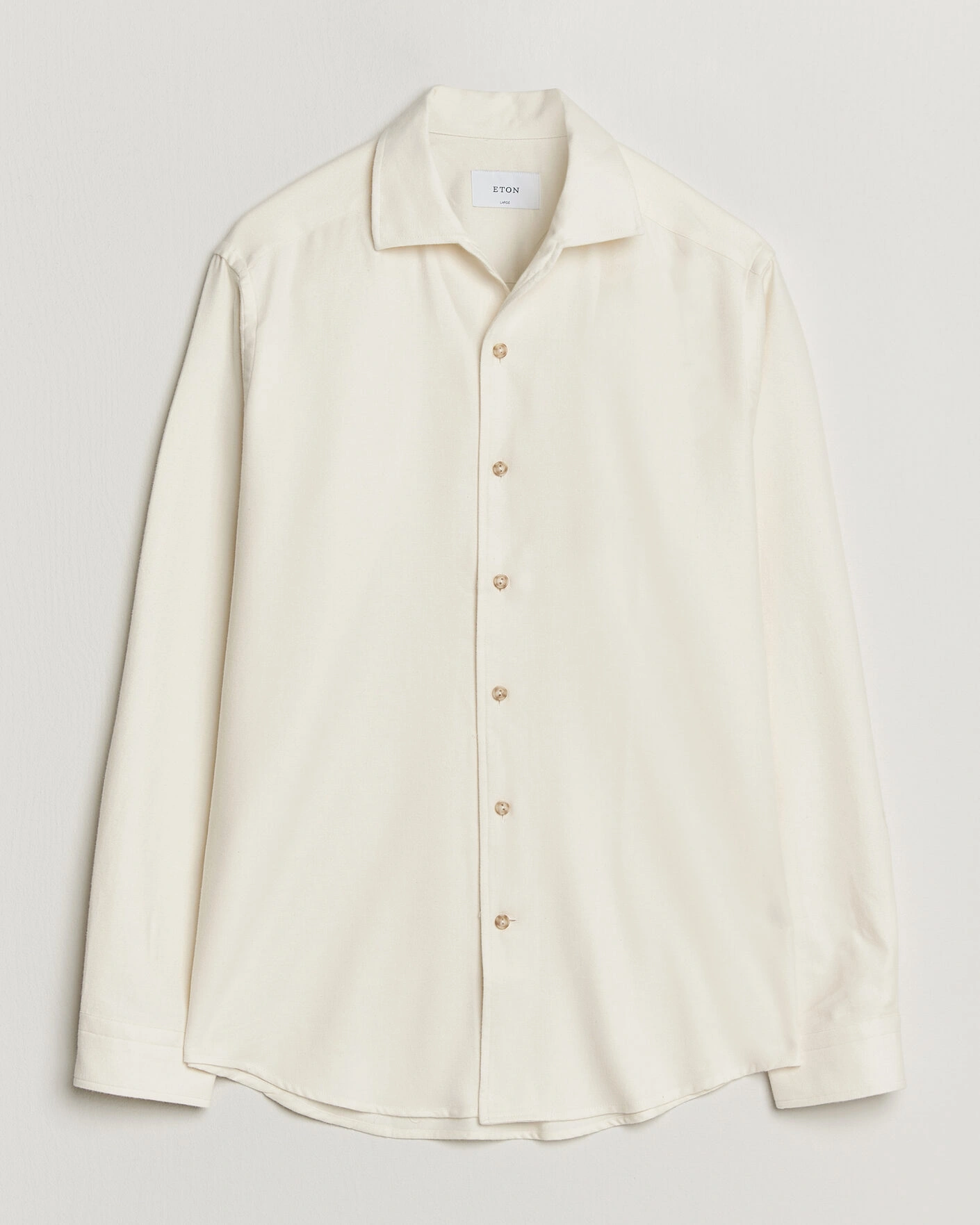 Herr | Skjortor | Eton | Casual Fit One Piece Collar Flannel Shirt Off White