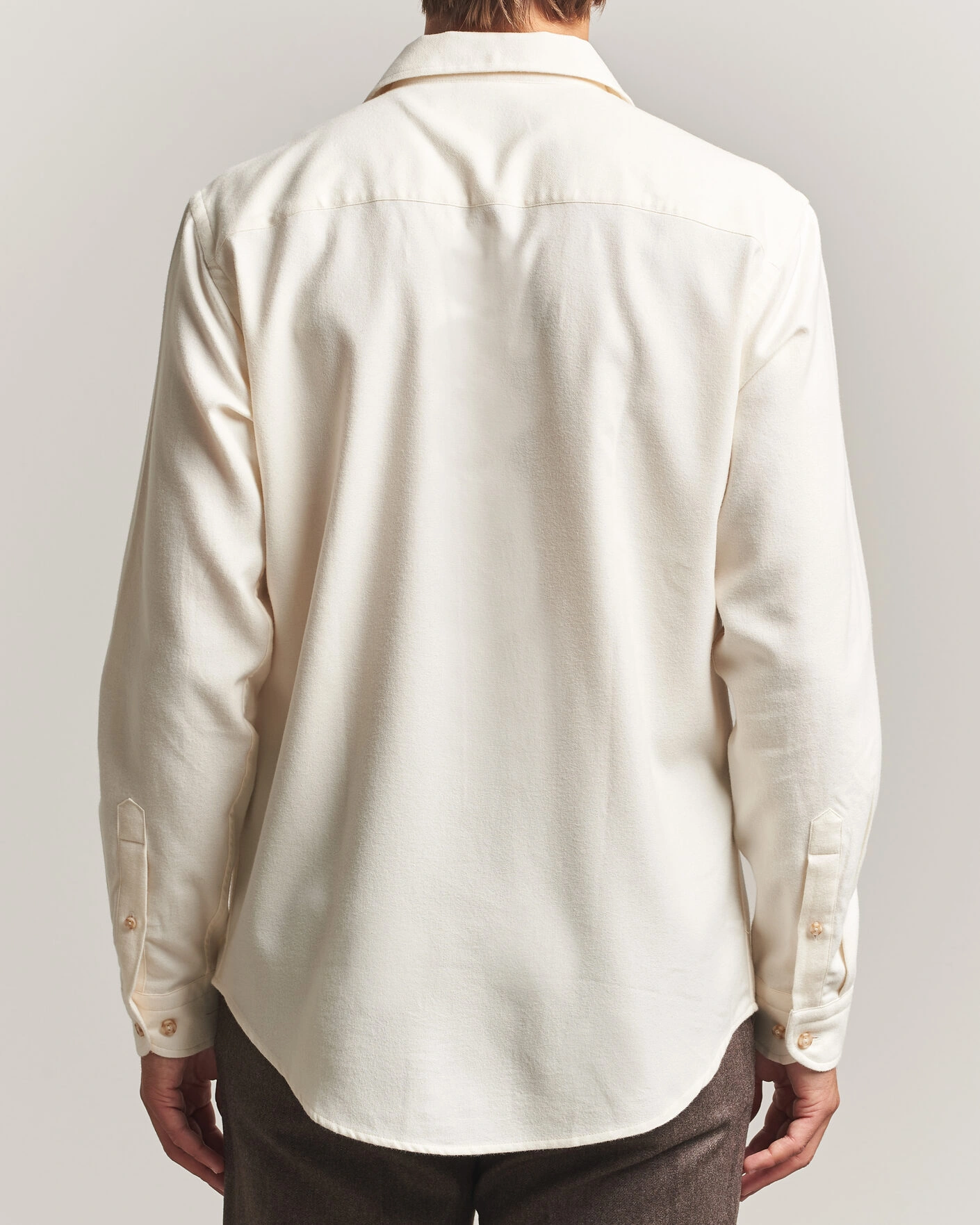 Herr | Skjortor | Eton | Casual Fit One Piece Collar Flannel Shirt Off White