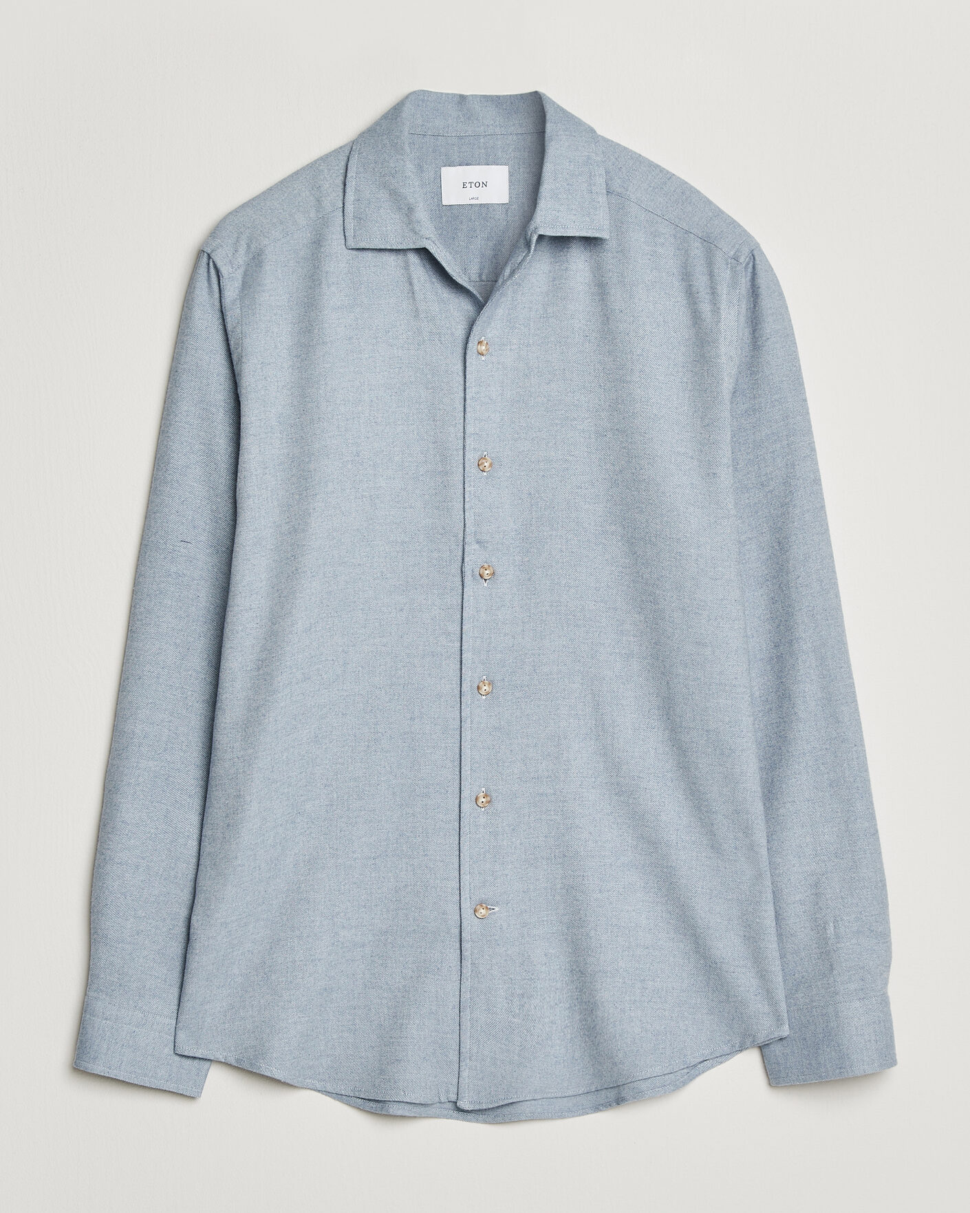 Herr | Skjortor | Eton | Casual Fit One Piece Collar Flannel Shirt Light Blue