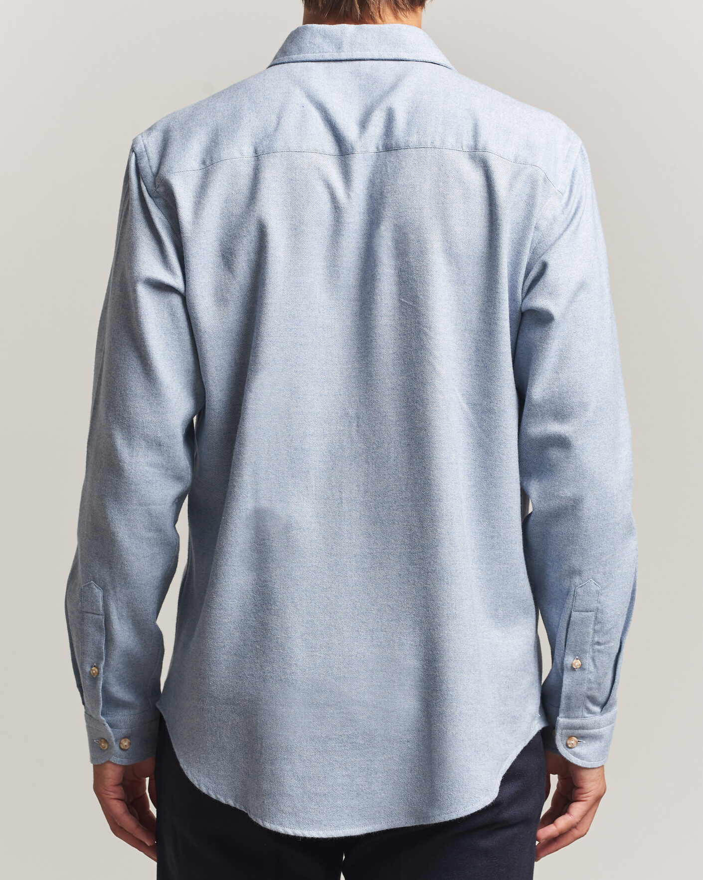Herr | Skjortor | Eton | Casual Fit One Piece Collar Flannel Shirt Light Blue