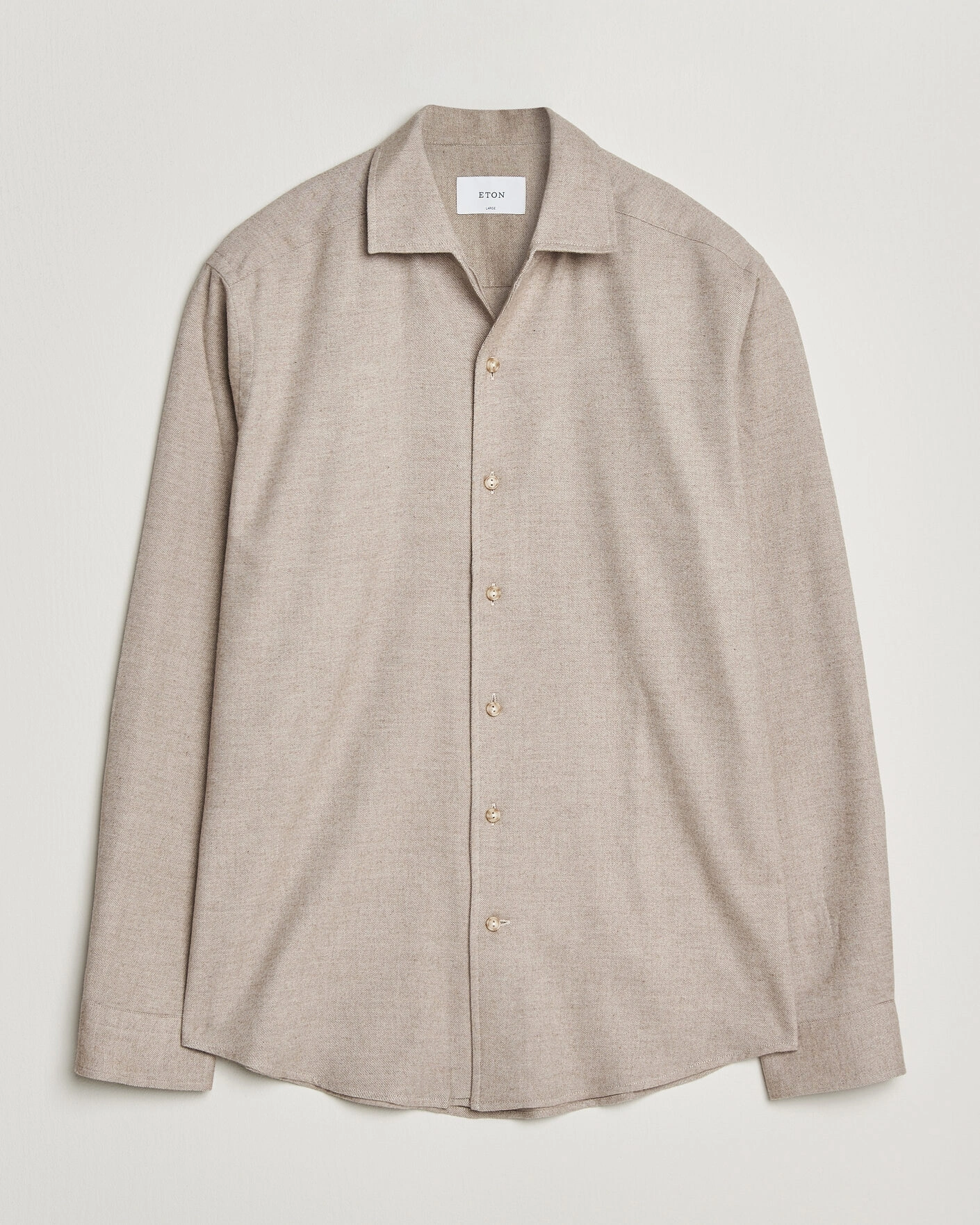 Herr | Skjortor | Eton | Casual Fit One Piece Collar Flannel Shirt Beige
