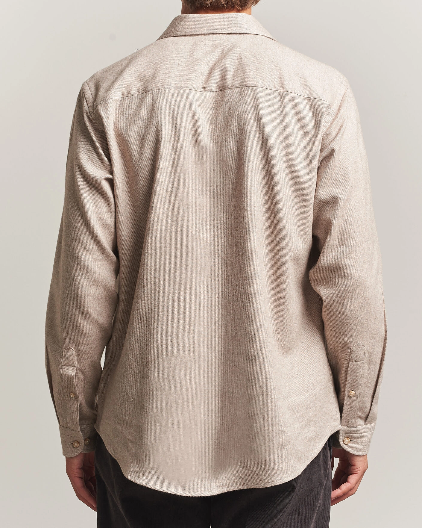 Herr | Skjortor | Eton | Casual Fit One Piece Collar Flannel Shirt Beige