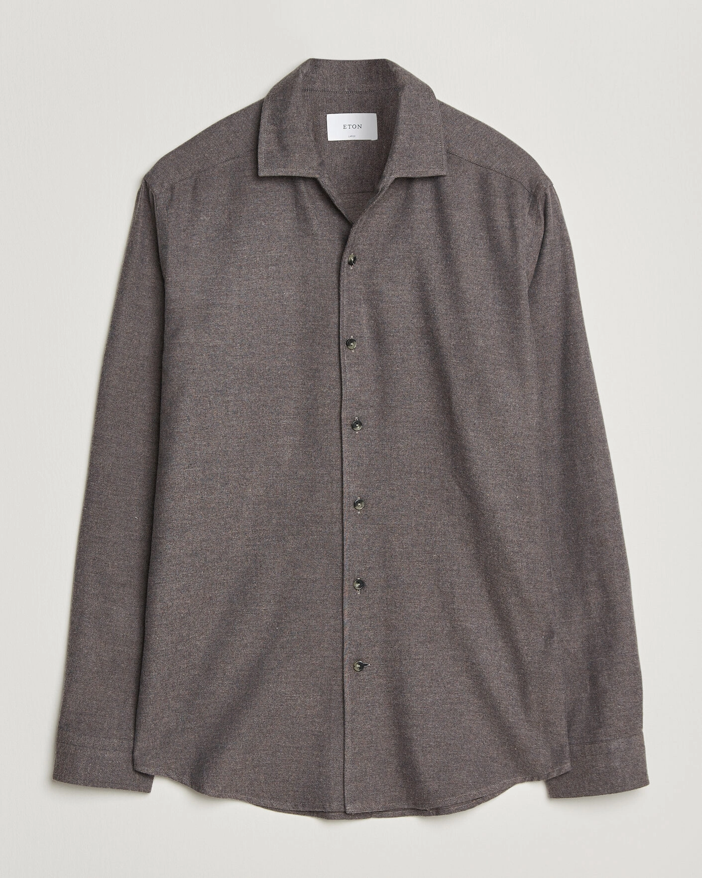 Herr | Skjortor | Eton | Casual Fit One Piece Collar Flannel Shirt Dark Brown