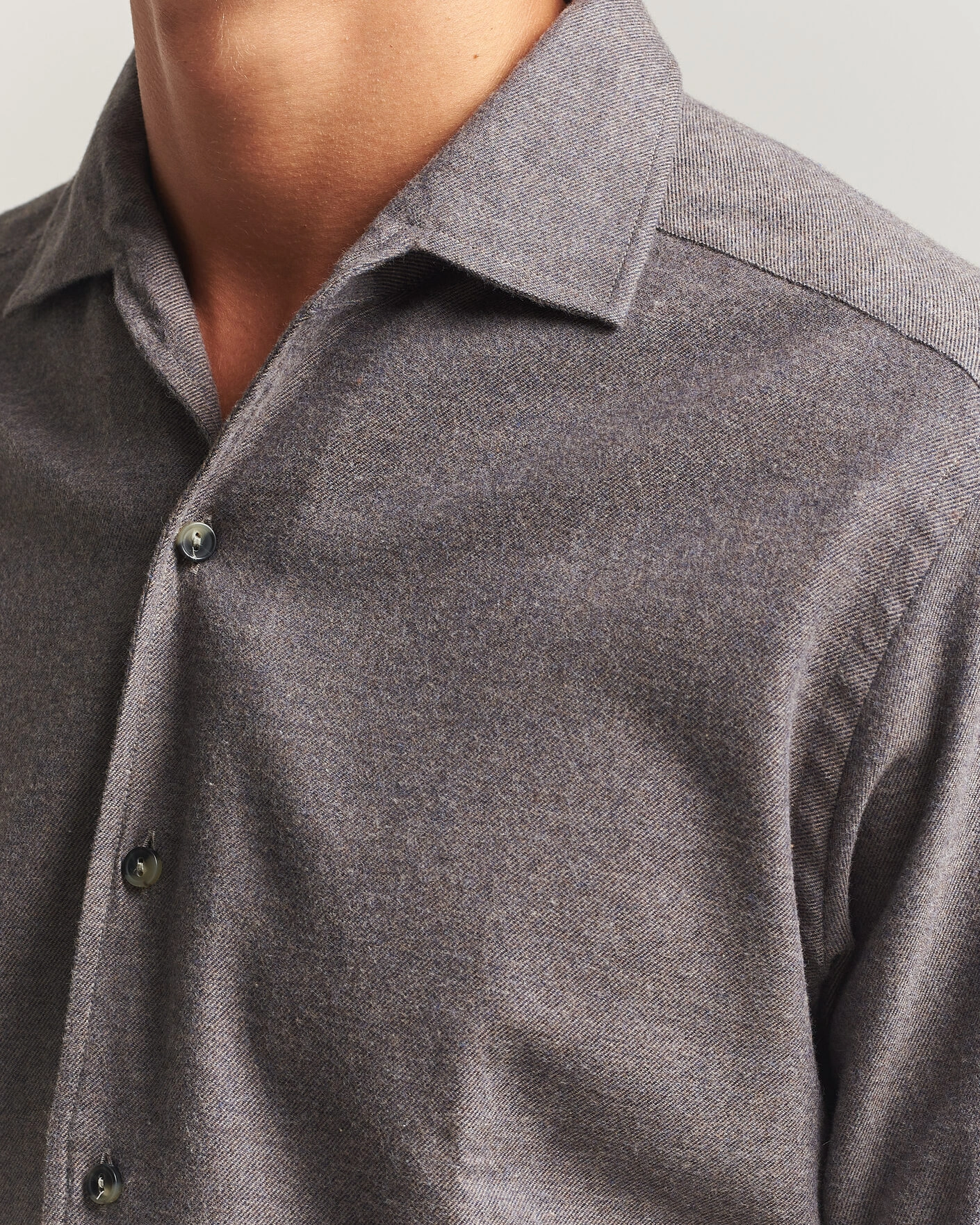 Herr | Skjortor | Eton | Casual Fit One Piece Collar Flannel Shirt Dark Brown