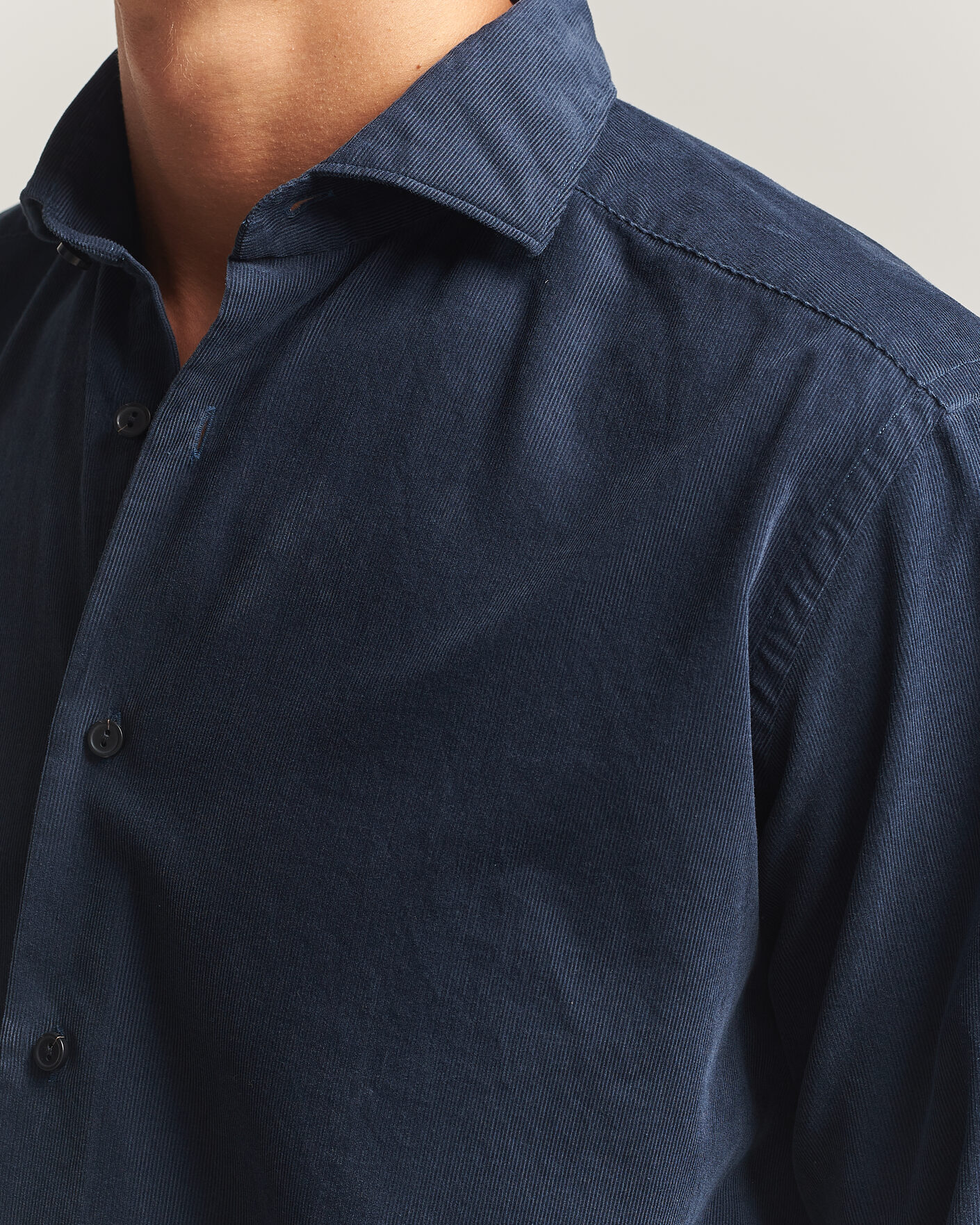 Herr | Skjortor | Eton | Casual Fit Corduroy Shirt Navy Blue