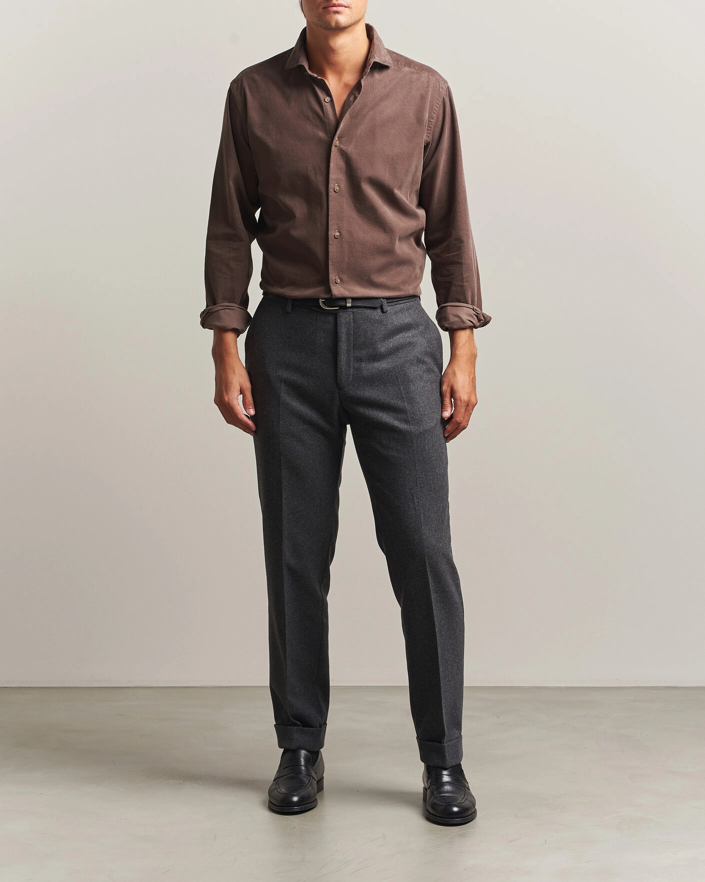 Herr | Skjortor | Eton | Casual Fit Corduroy Shirt Dark Brown