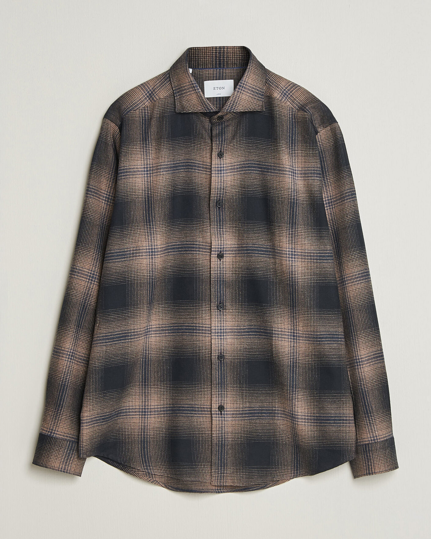 Herr | Skjortor | Eton | Casual Fit Checked Flannel Shirt Navy Blue