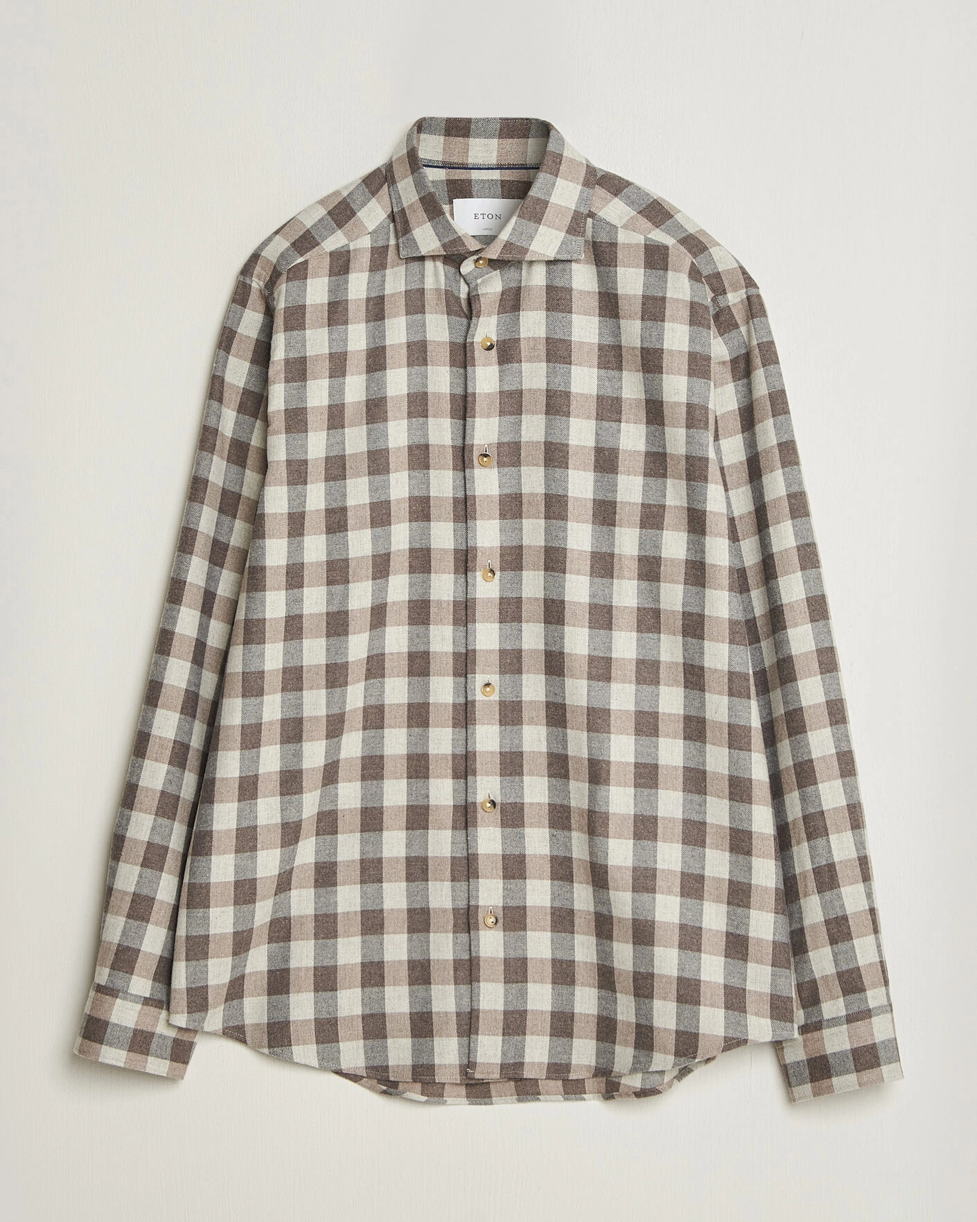 Herr | Skjortor | Eton | Casual Fit Checked Flannel Shirt Beige