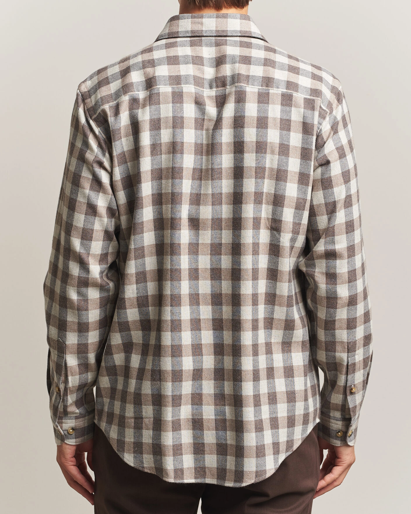 Herr | Skjortor | Eton | Casual Fit Checked Flannel Shirt Beige