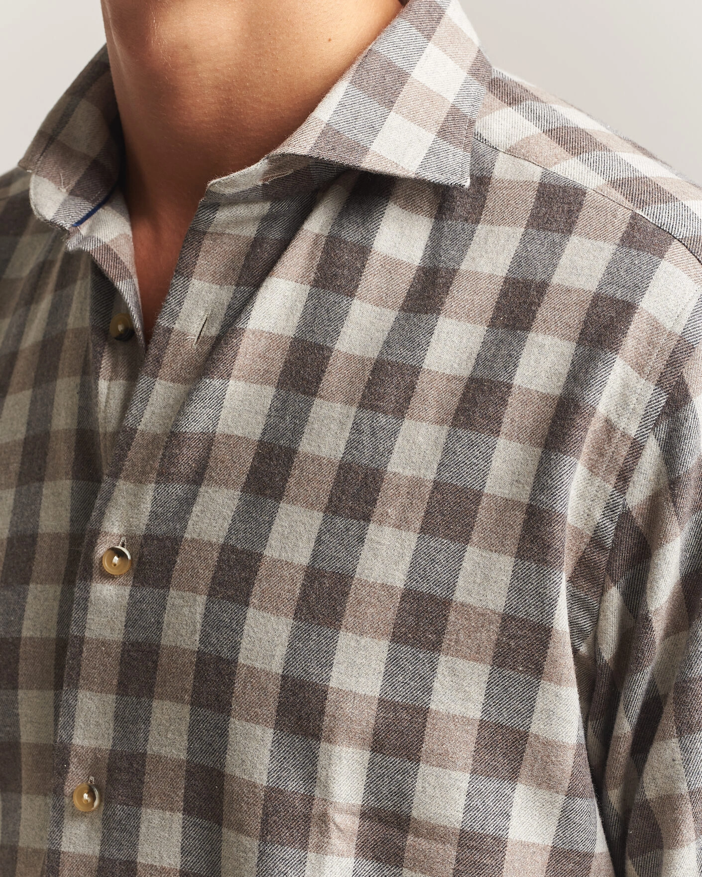 Herr | Skjortor | Eton | Casual Fit Checked Flannel Shirt Beige
