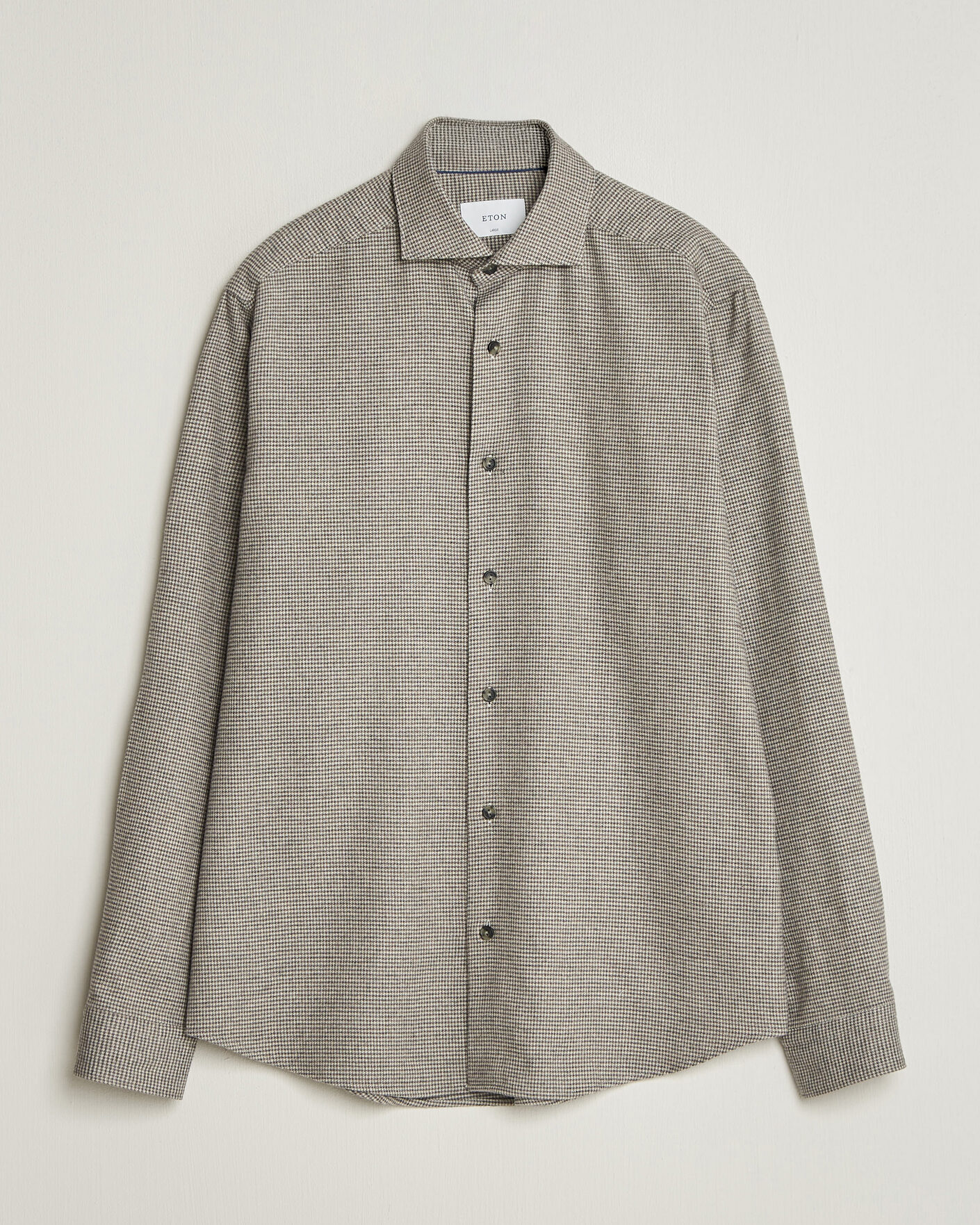 Herr | Skjortor | Eton | Casual Fit Houndstooth Flannel Shirt Mid Grey
