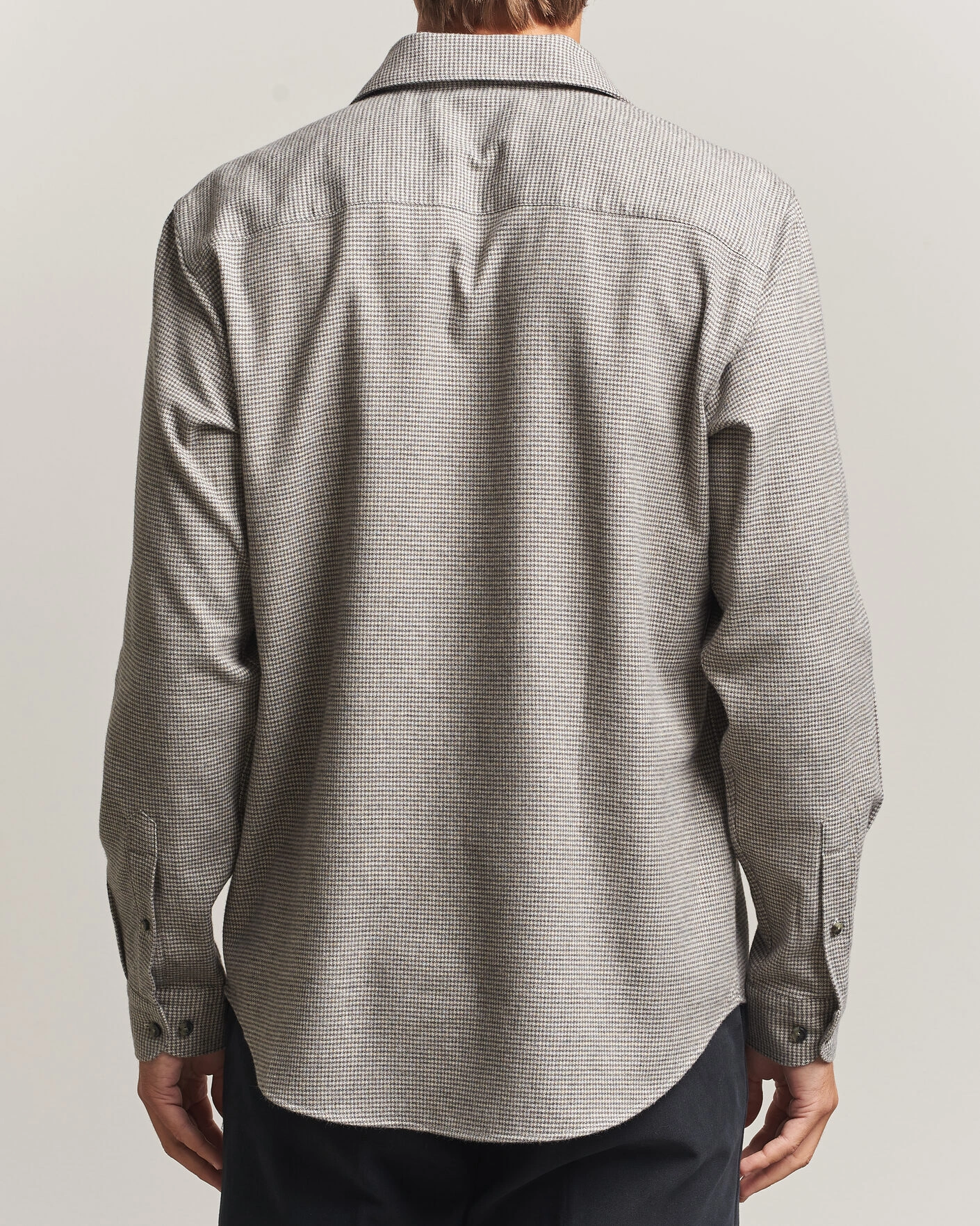 Herr | Skjortor | Eton | Casual Fit Houndstooth Flannel Shirt Mid Grey