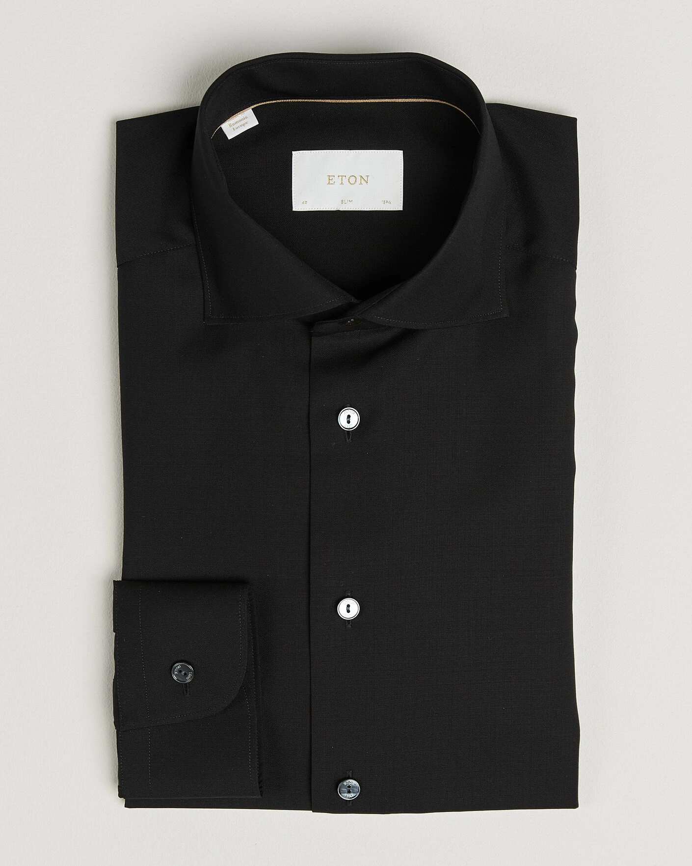 Herr | Skjortor | Eton | Slim Fit Merino Shirt Black