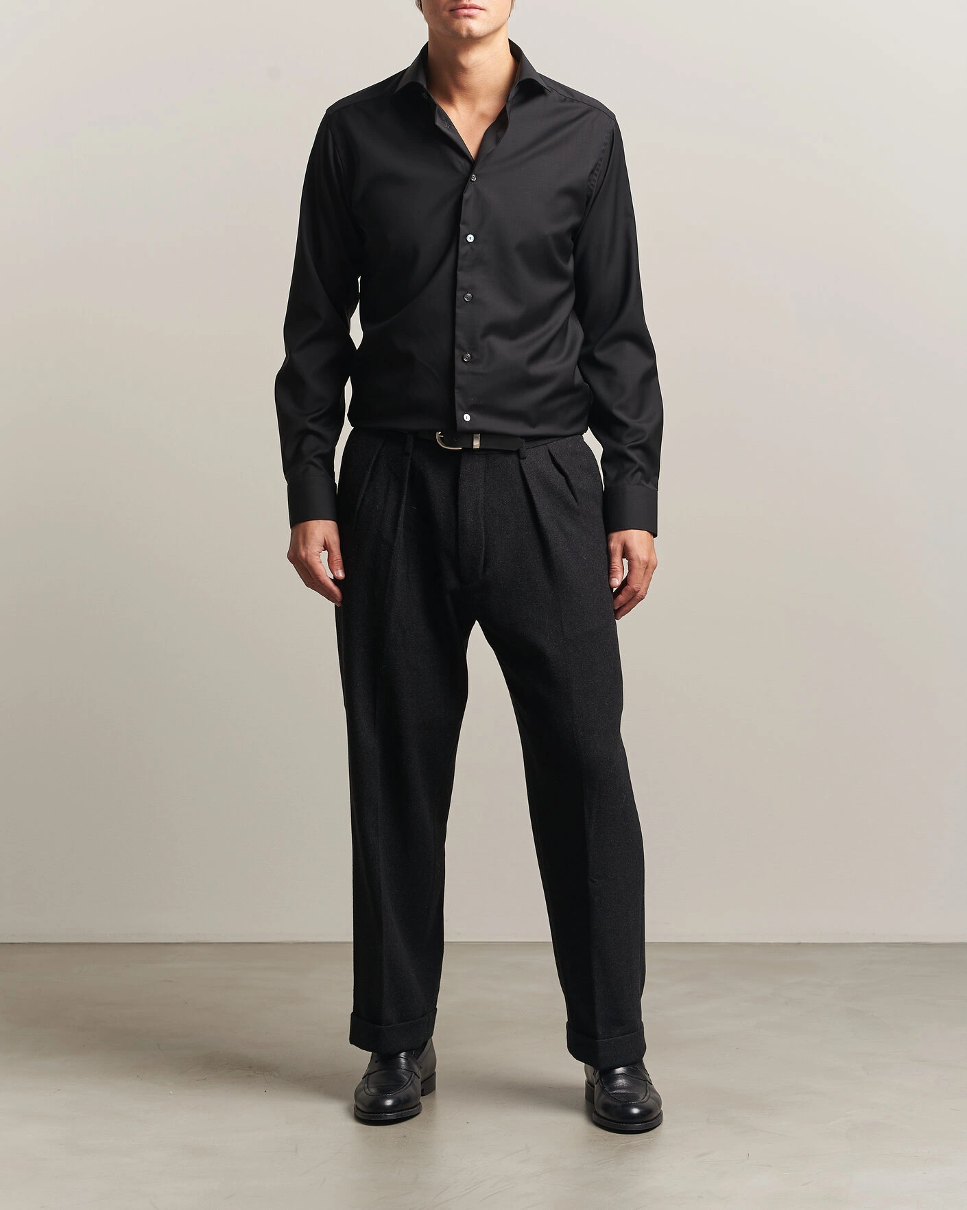 Herr | Skjortor | Eton | Slim Fit Merino Shirt Black