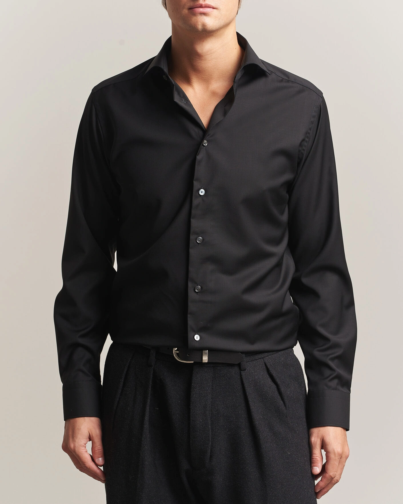 Herr | Skjortor | Eton | Slim Fit Merino Shirt Black
