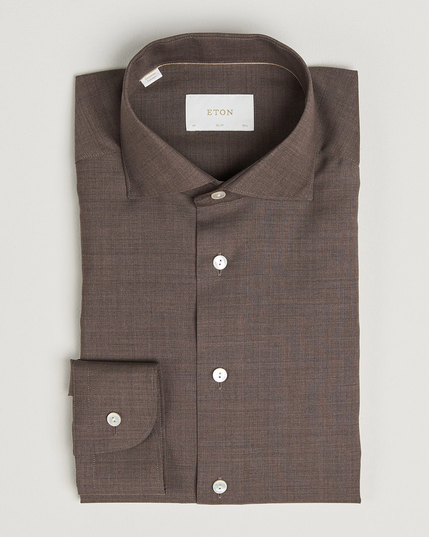 Herr | Skjortor | Eton | Slim Fit Merino Shirt Brown