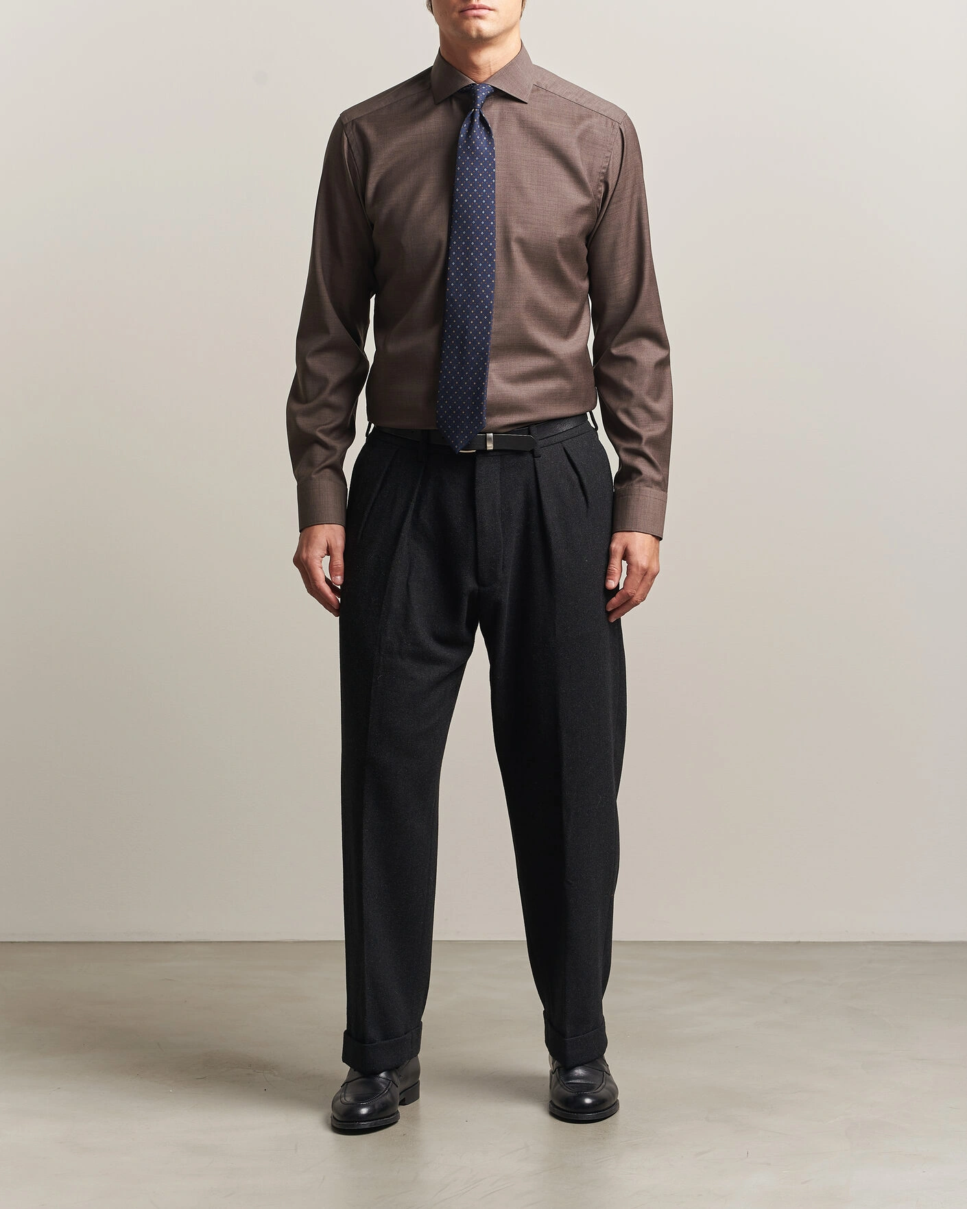 Herr | Skjortor | Eton | Slim Fit Merino Shirt Brown