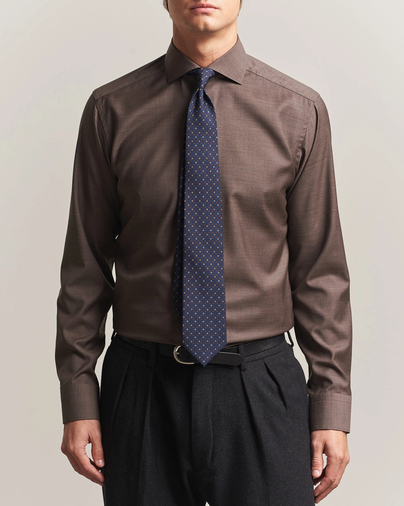 Herr | Skjortor | Eton | Slim Fit Merino Shirt Brown