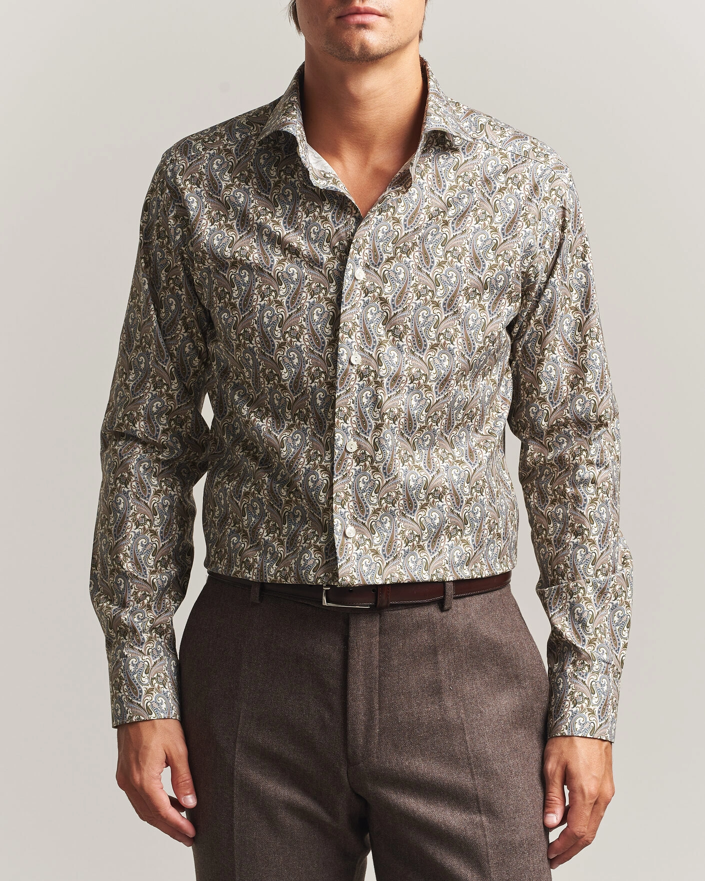 Herr | Skjortor | Eton | Slim Fit Signature Twill Printed Shirt Green Multi