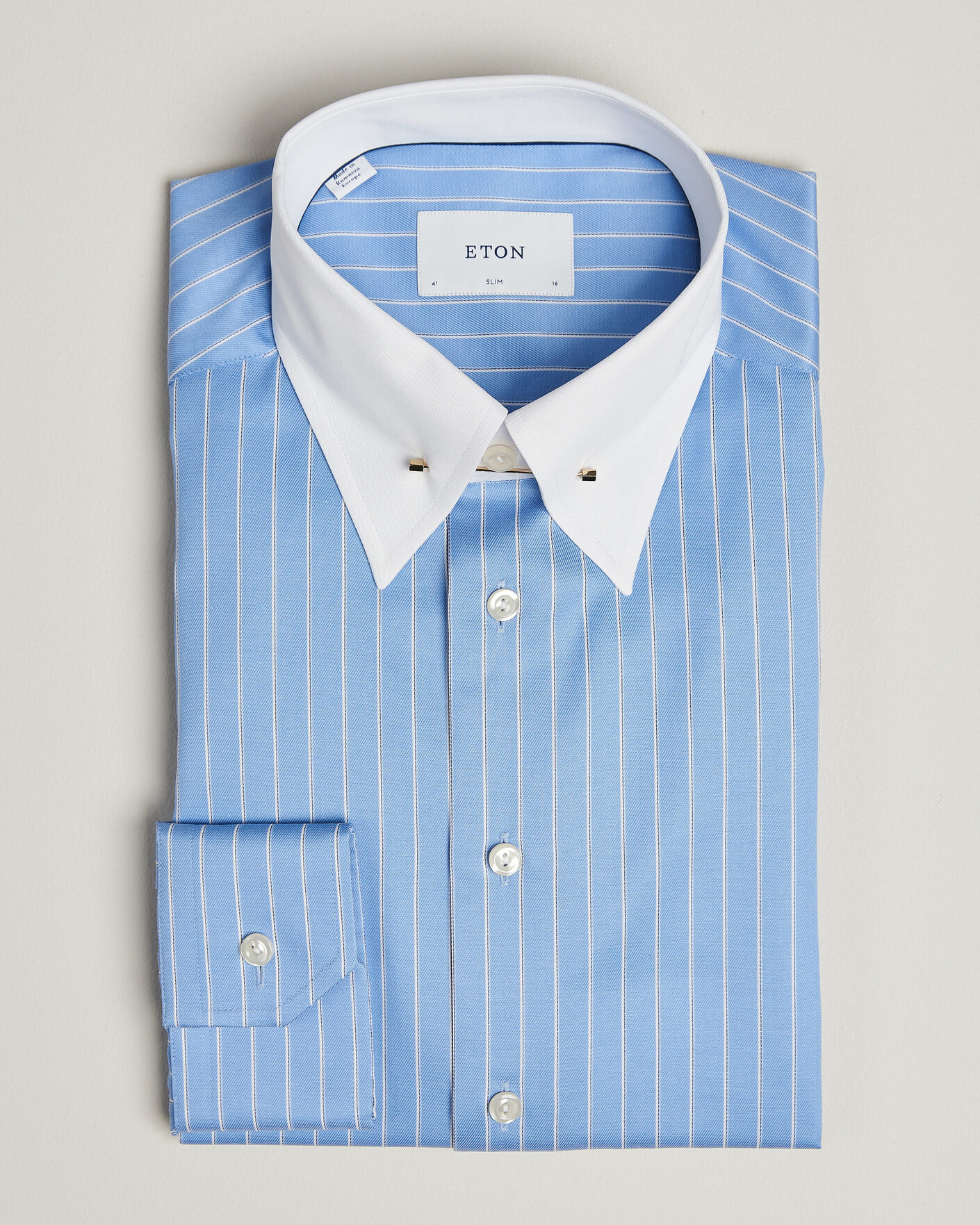 Herr | Skjortor | Eton | Slim Fit Signature Twill Striped Shirt Mid Blue