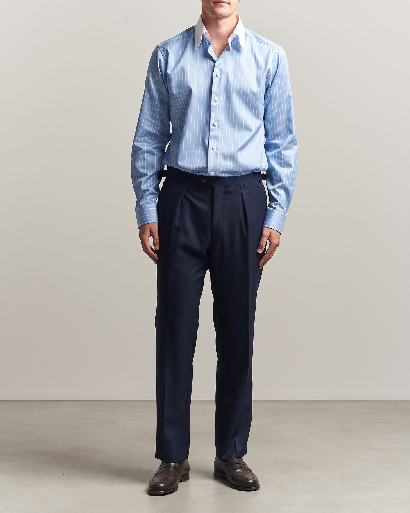Herr | Skjortor | Eton | Slim Fit Signature Twill Striped Shirt Mid Blue