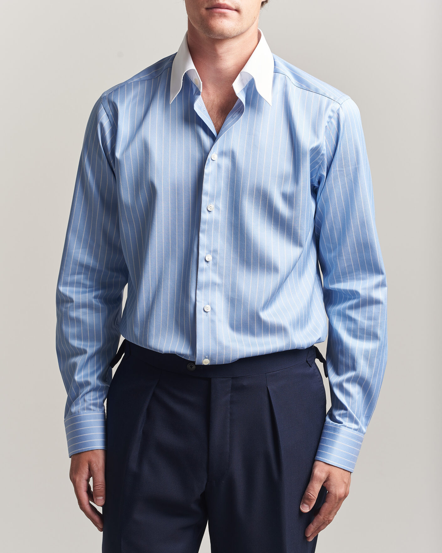 Herr | Skjortor | Eton | Slim Fit Signature Twill Striped Shirt Mid Blue
