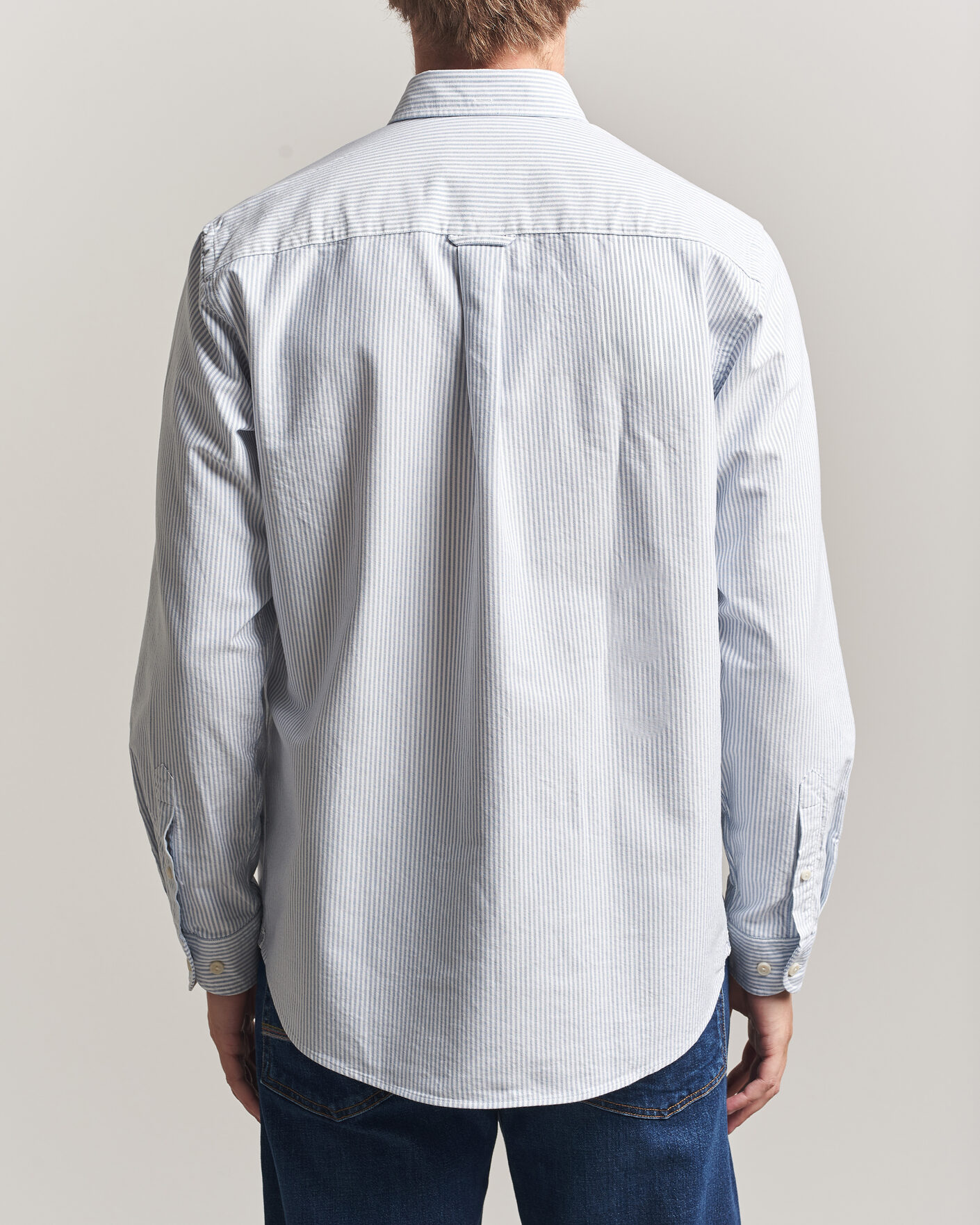 Herr | Skjortor | Eton | Regular Fit Ivy Oxford Striped Shirt Mid Blue