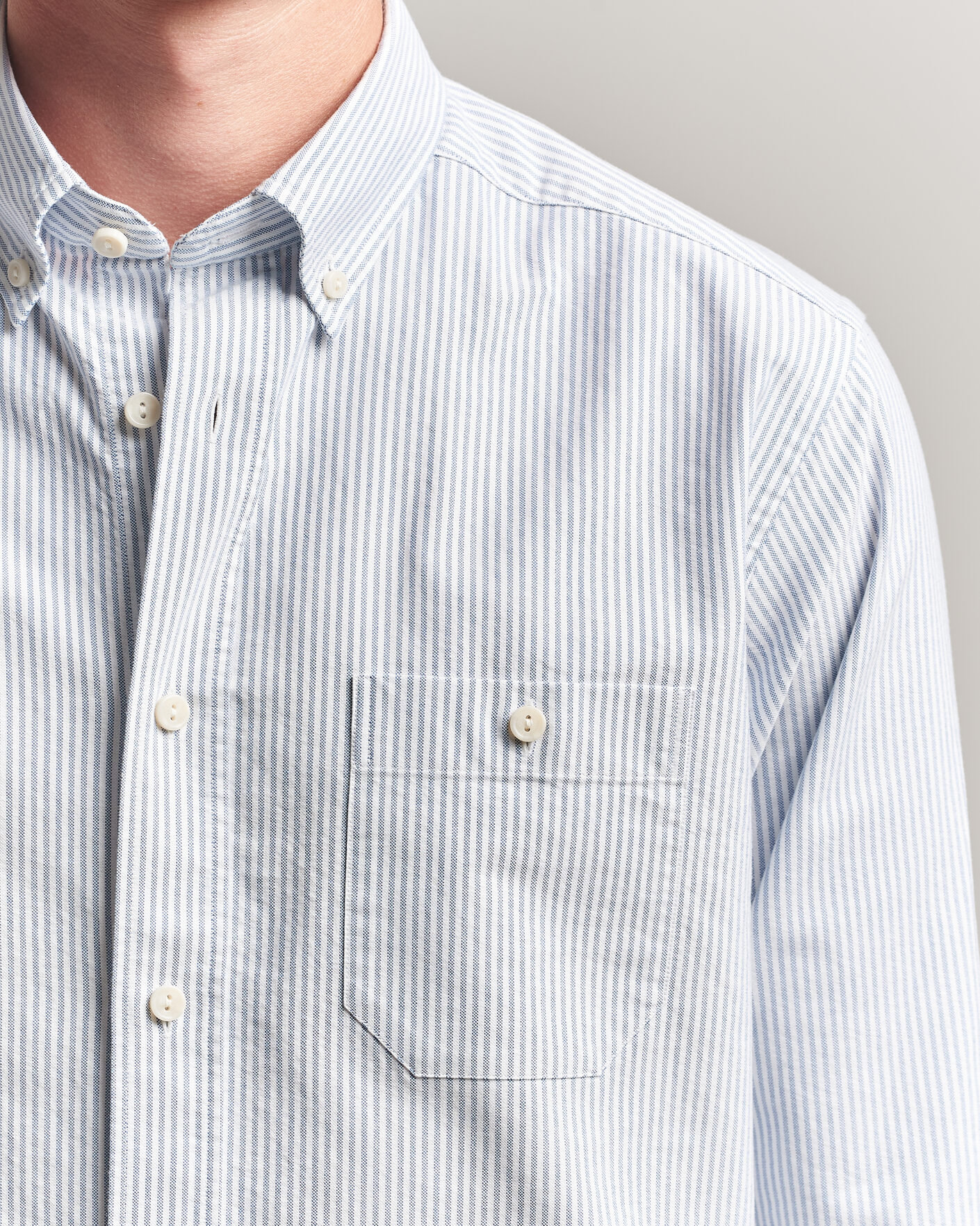 Herr | Skjortor | Eton | Regular Fit Ivy Oxford Striped Shirt Mid Blue