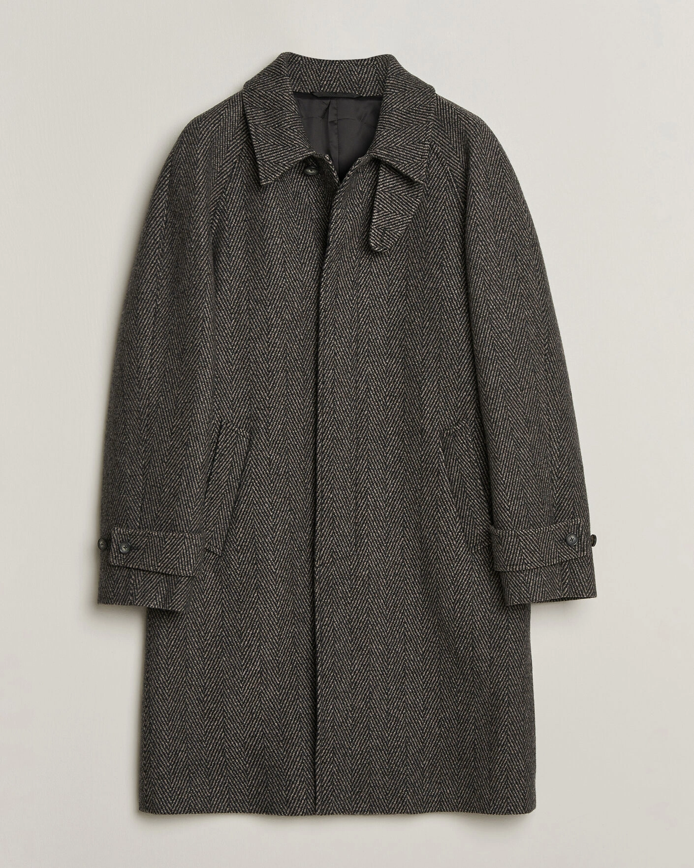 Herr | Jackor | Eton | Wool/Cashmere Herringbone Raglan Coat Dark Brown