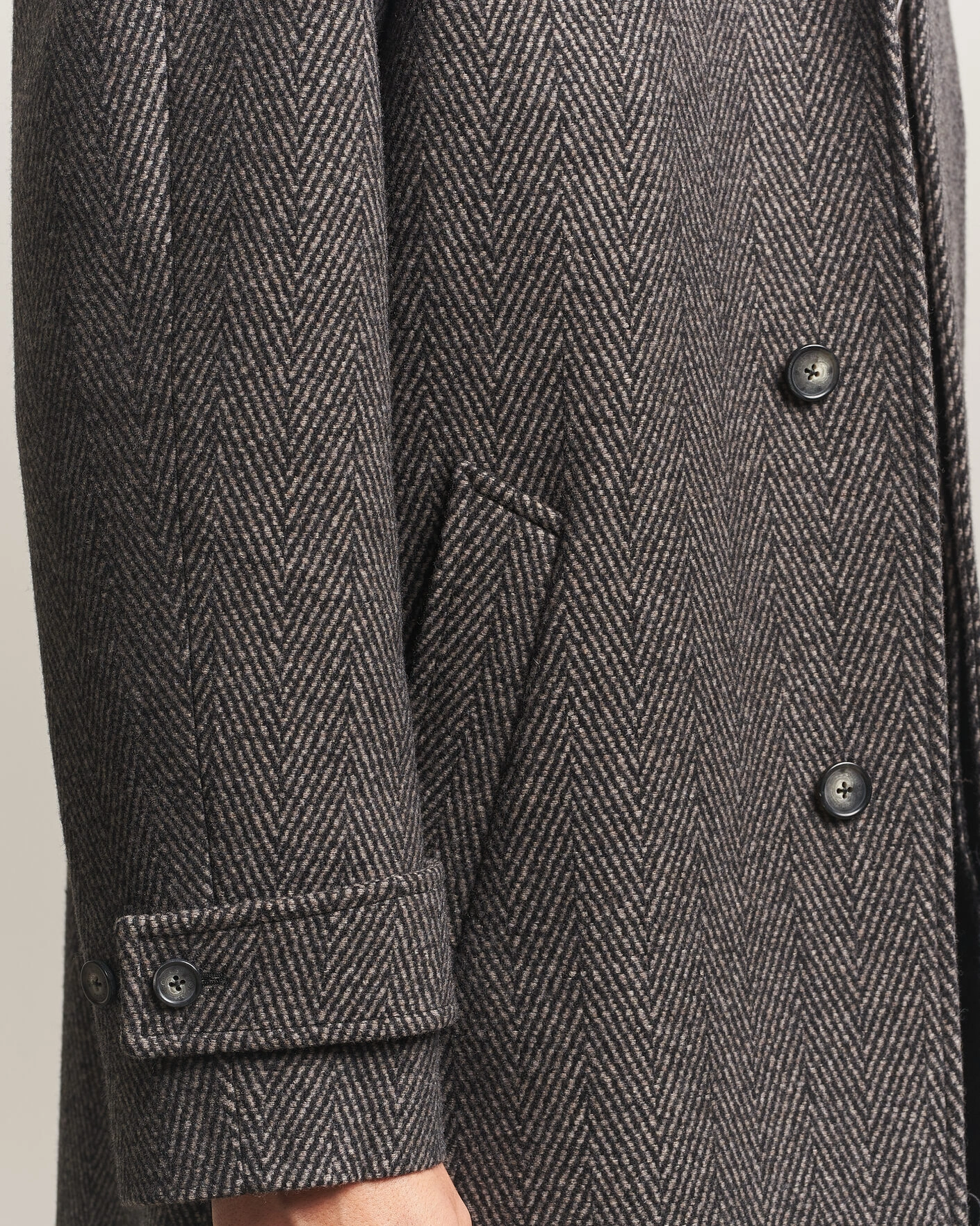 Herr | Jackor | Eton | Wool/Cashmere Herringbone Raglan Coat Dark Brown